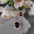 Cherry/Blood Cheer Amber Natural Gemstone Burmese Untreated 2-in-1 Set | Ring, Pendant/Chain with Zirconia | For Her SL125 - SL Precious