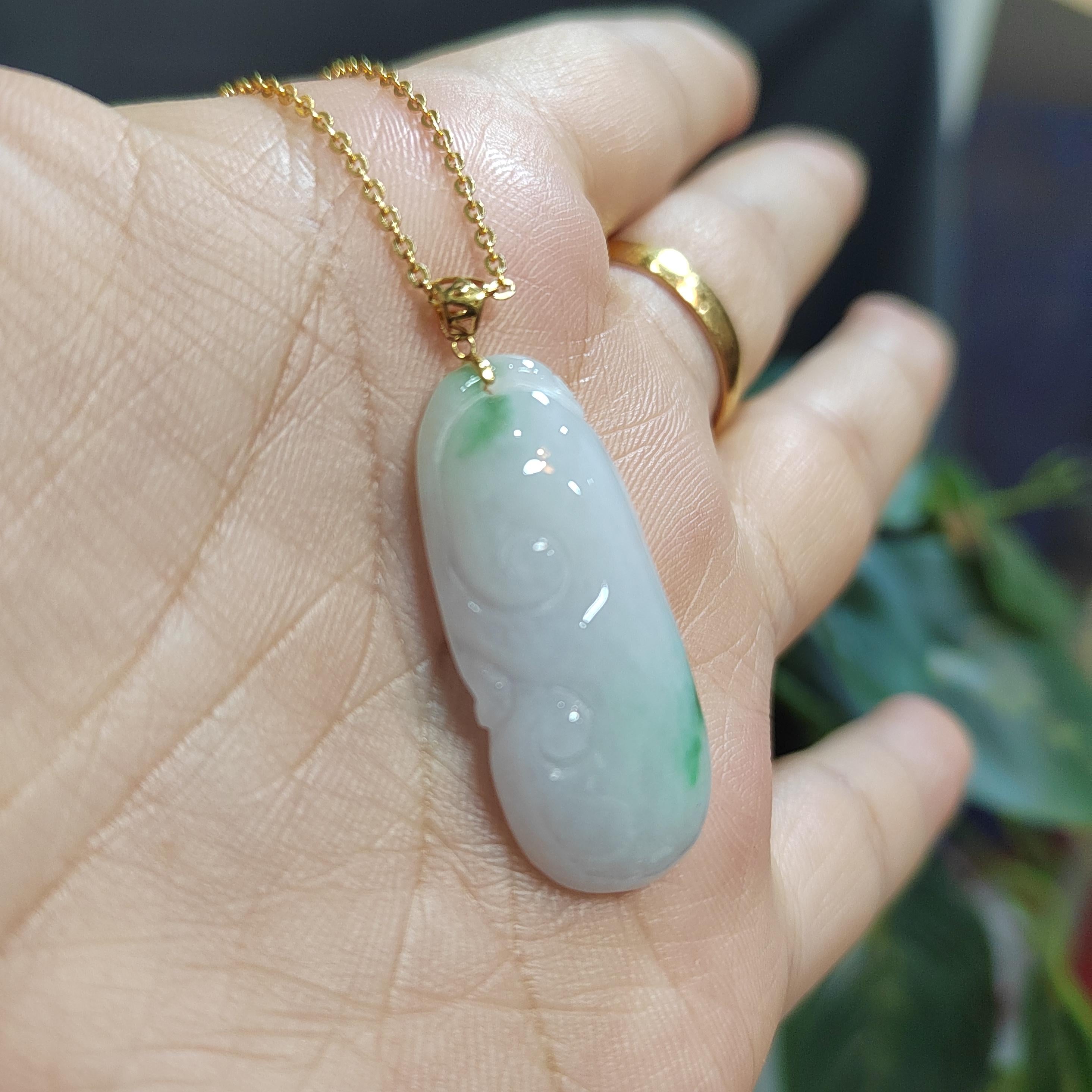 Exquisite Burmese Jadeite Pendant with Necklace - Hand Carved A-Grade Gemstone in 18k Gold Setting SL8015 - SL Precious