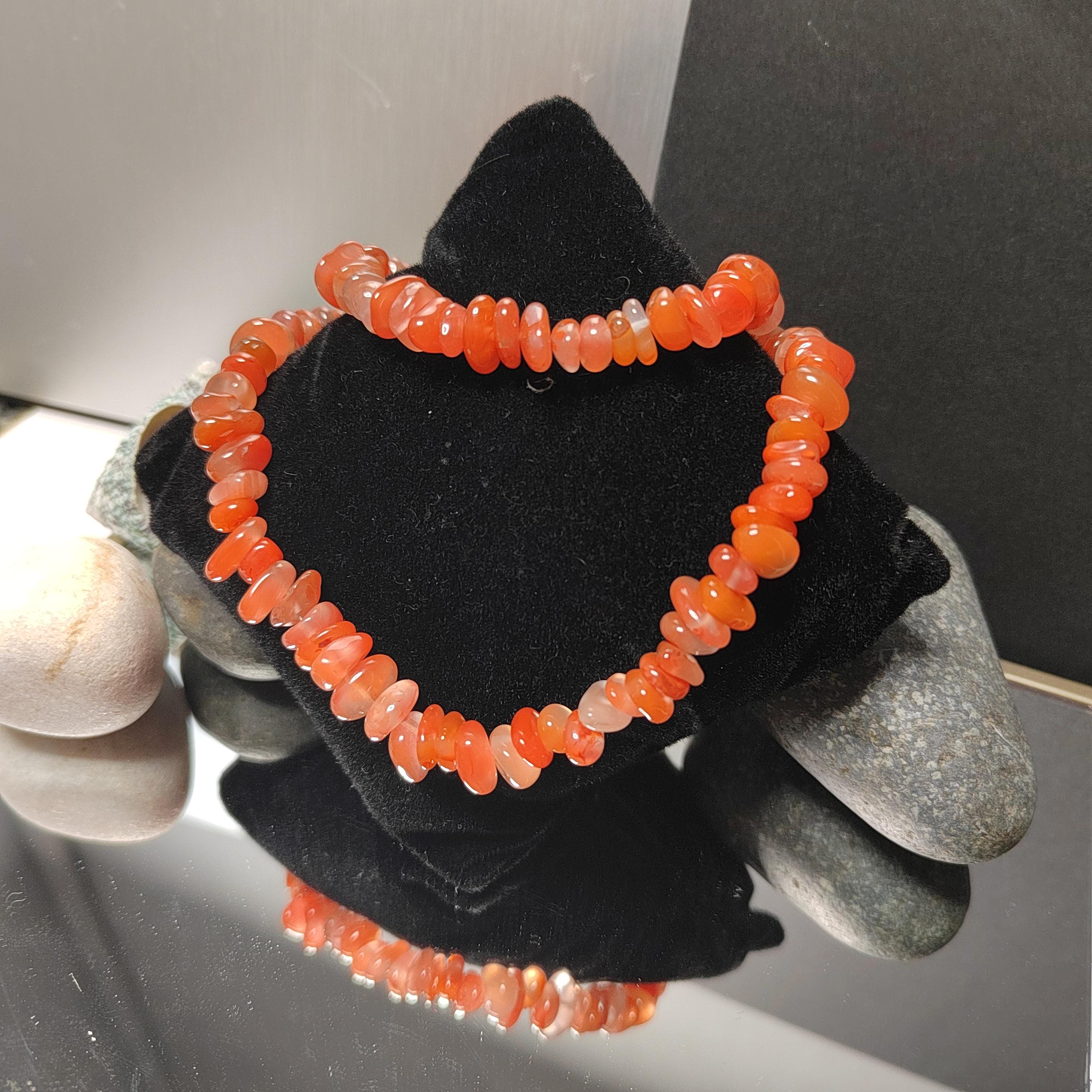 Certified A-Grade Natural Southern Baoshan Yunna Uneven Cut Floating Flower Orange, Pink Red Nanhong Bead Necklace SL284