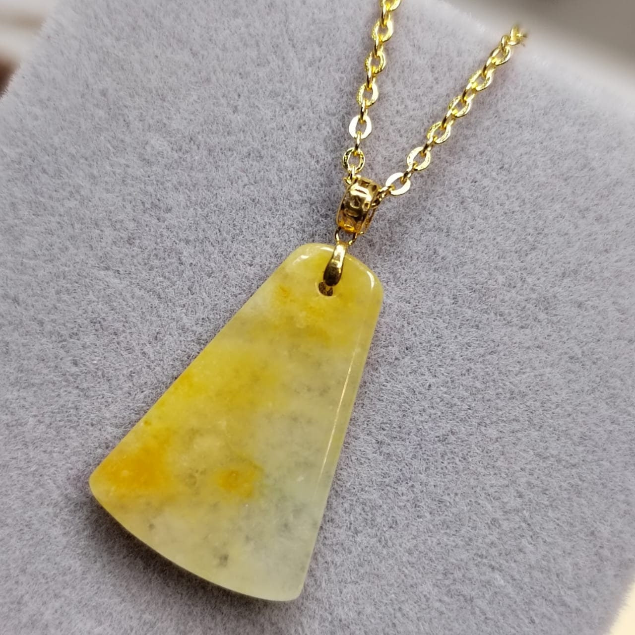 Certified Natural Untreated Burmese Yellow Icy Oil Painting View Jadeite Pendant in 18k Solid Gold - Elegant Minimalist Design SL024 - SL Precious