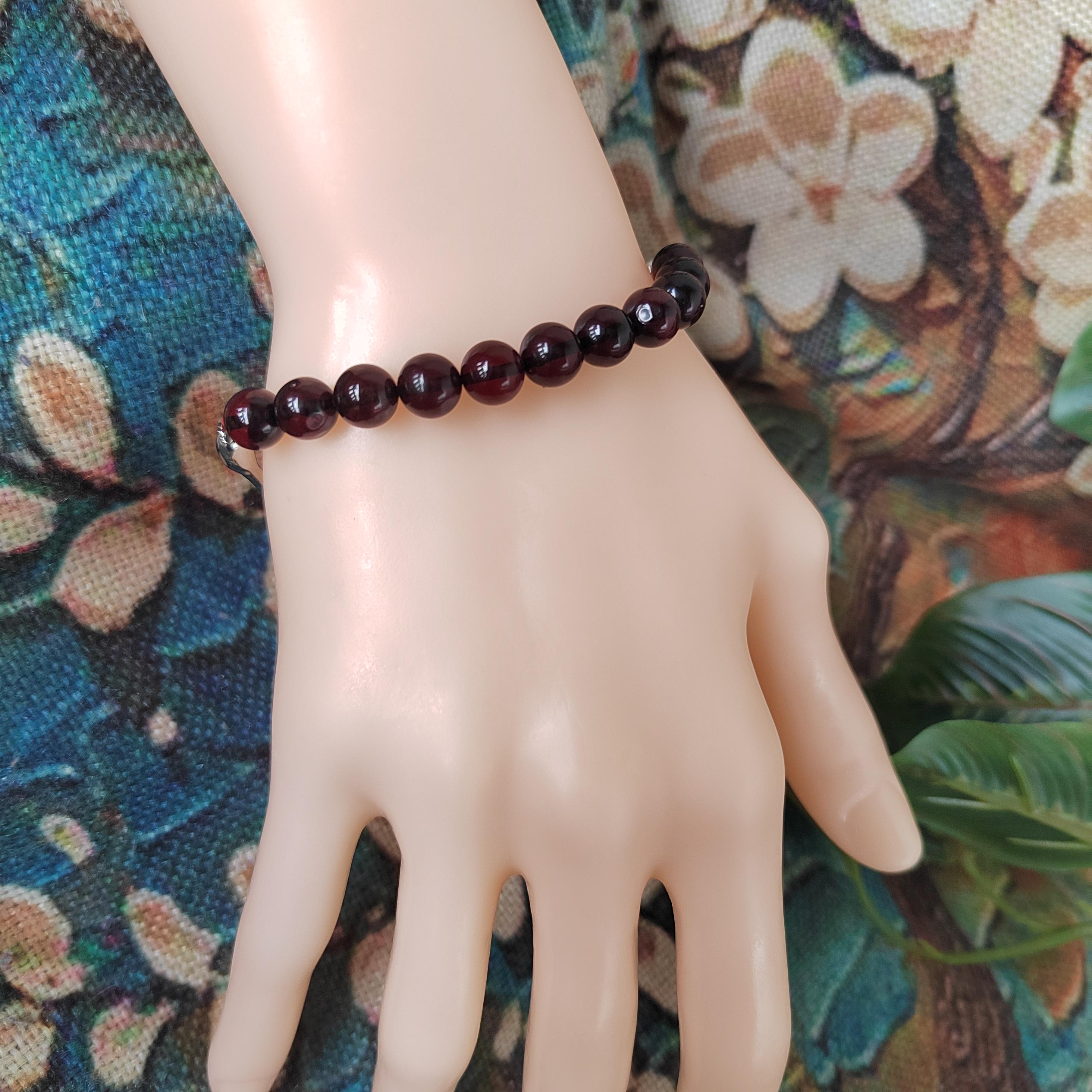 Burmese Natural Blood Amber Bead Bangle/Bracelet | Unique Design | 18k White Gold Plated SL126