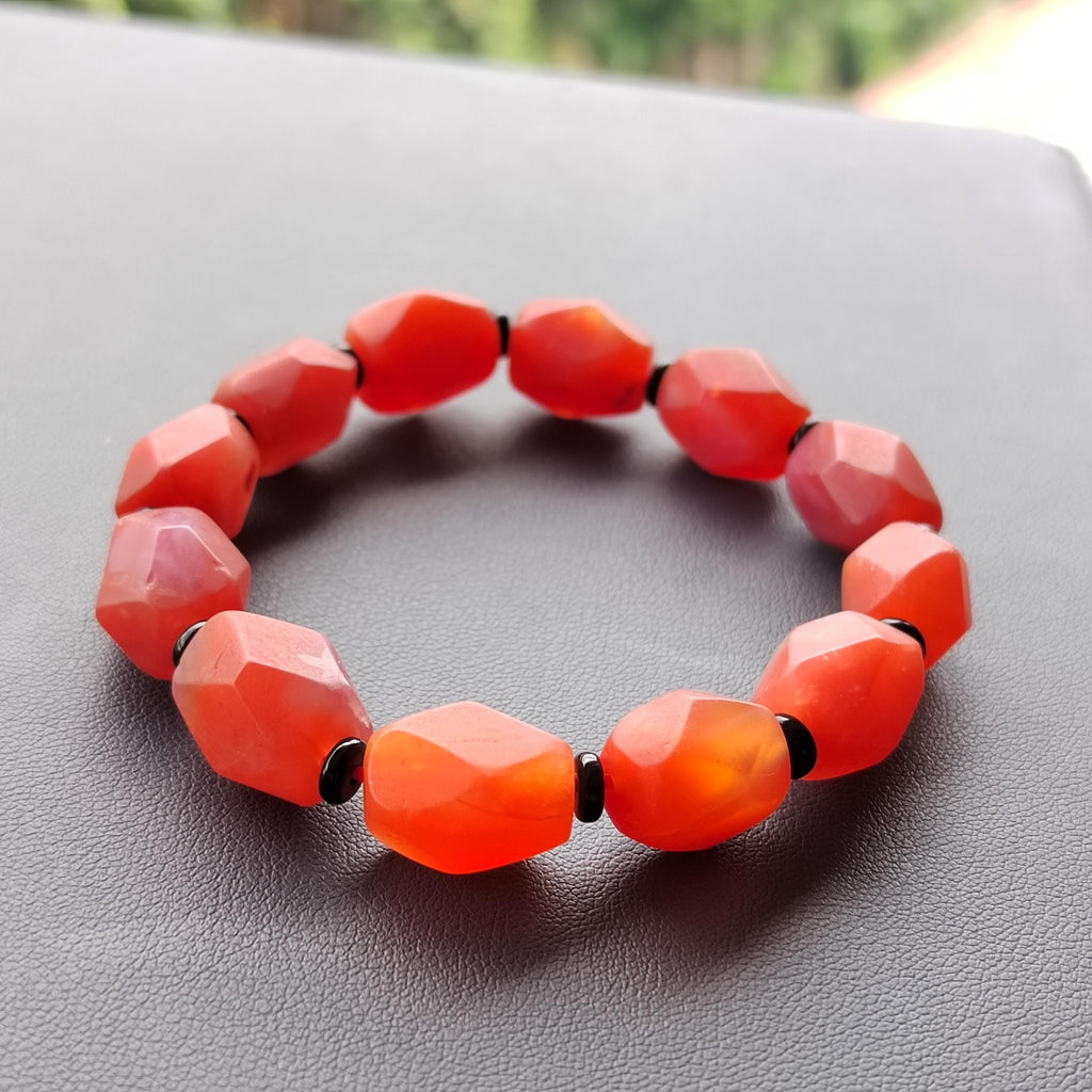 Certified Unique Yunna Baoshan Icy Red Orange Pink Nanhong Agate Cylinder - Rare Natural Design Hand-Cut with Special Uneven Style SL280