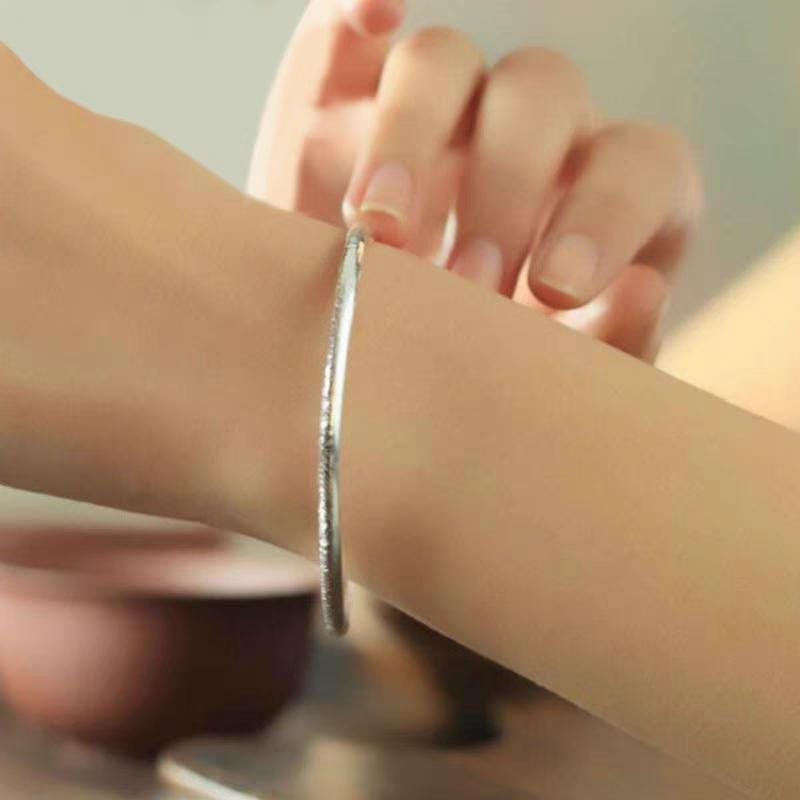 S9999 Silver Filled Vermeil Bohemian Carving Lucky Bangle Cuff, Best Gift for Her - Minimalist & Elegant Design - SL287