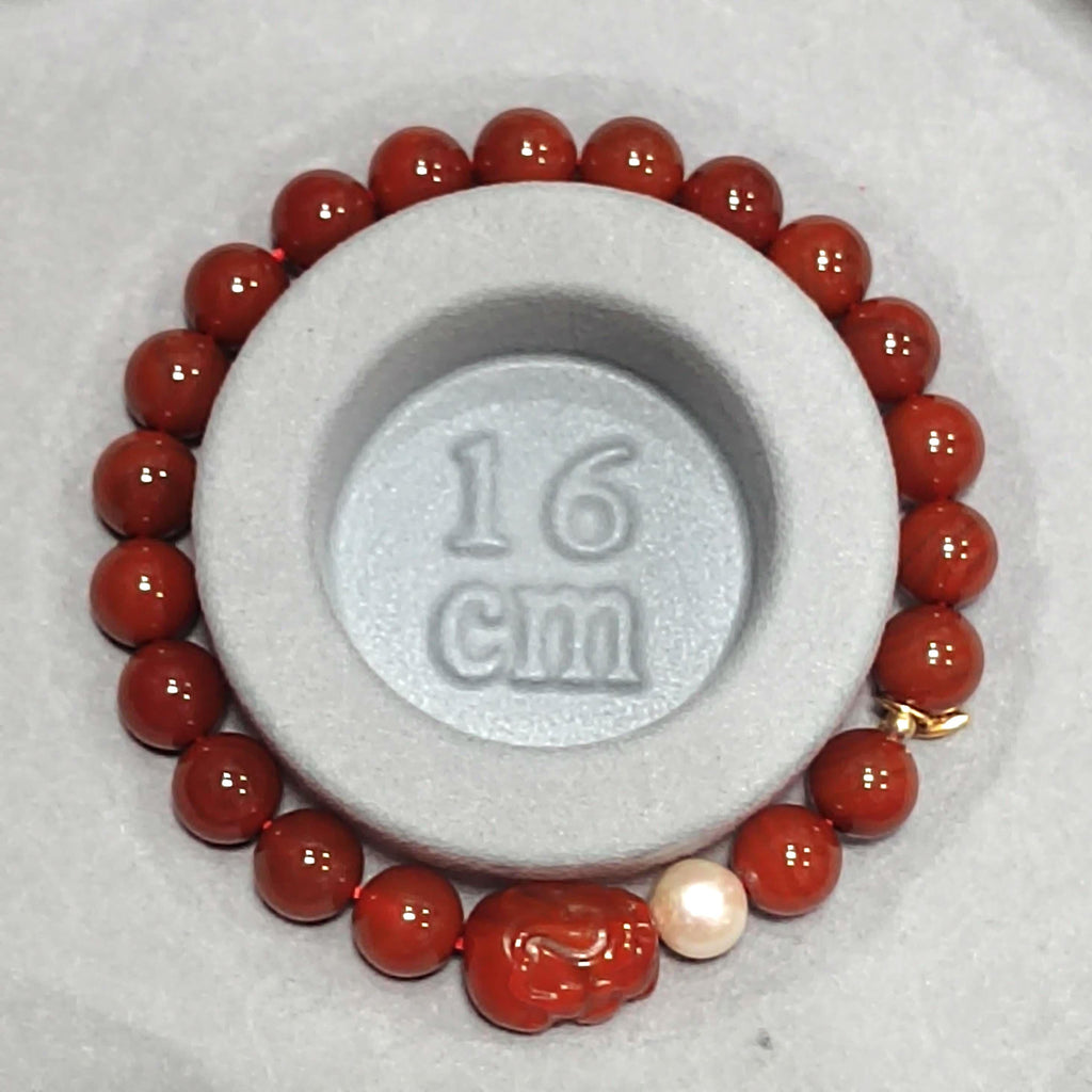 Certified Natural Untreated China Baoshan Southern Red Oily Nanhong Agate Brave Troops Bead, Fresh Water Pearl l, S925 Leaf Bracelet SL281