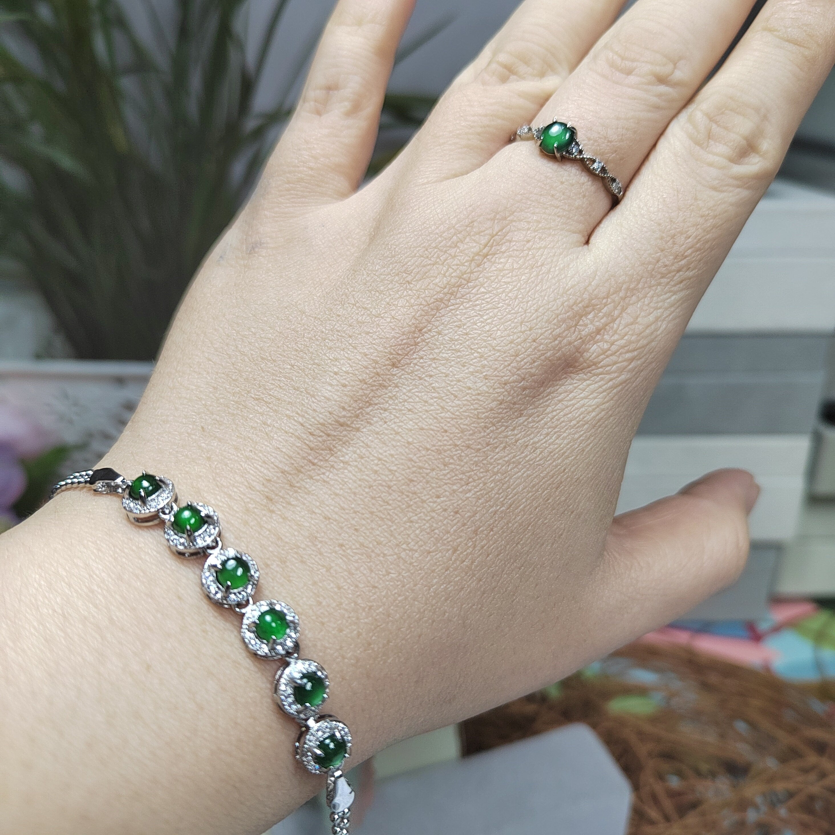 Certified Imperial Green Jadeite Bracelet from Guatemala | S925 Silver with FREE Matching Ring | Minimalist Luxury Design | SL080 - SL Precious