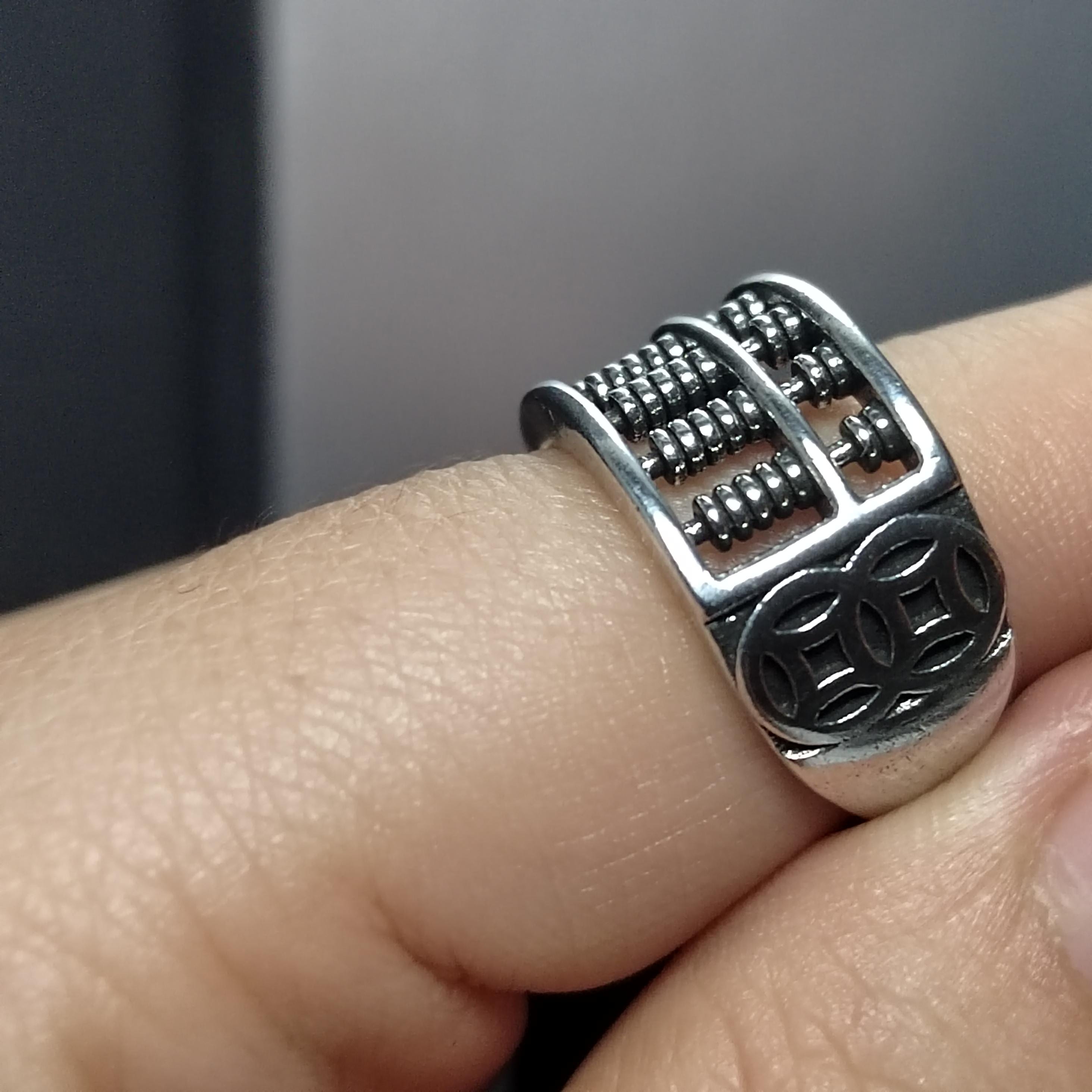 S925 Sterling Silver Solid Men's Abacus Adjustable Thai Trend Silver Ring SL227 - SL Precious