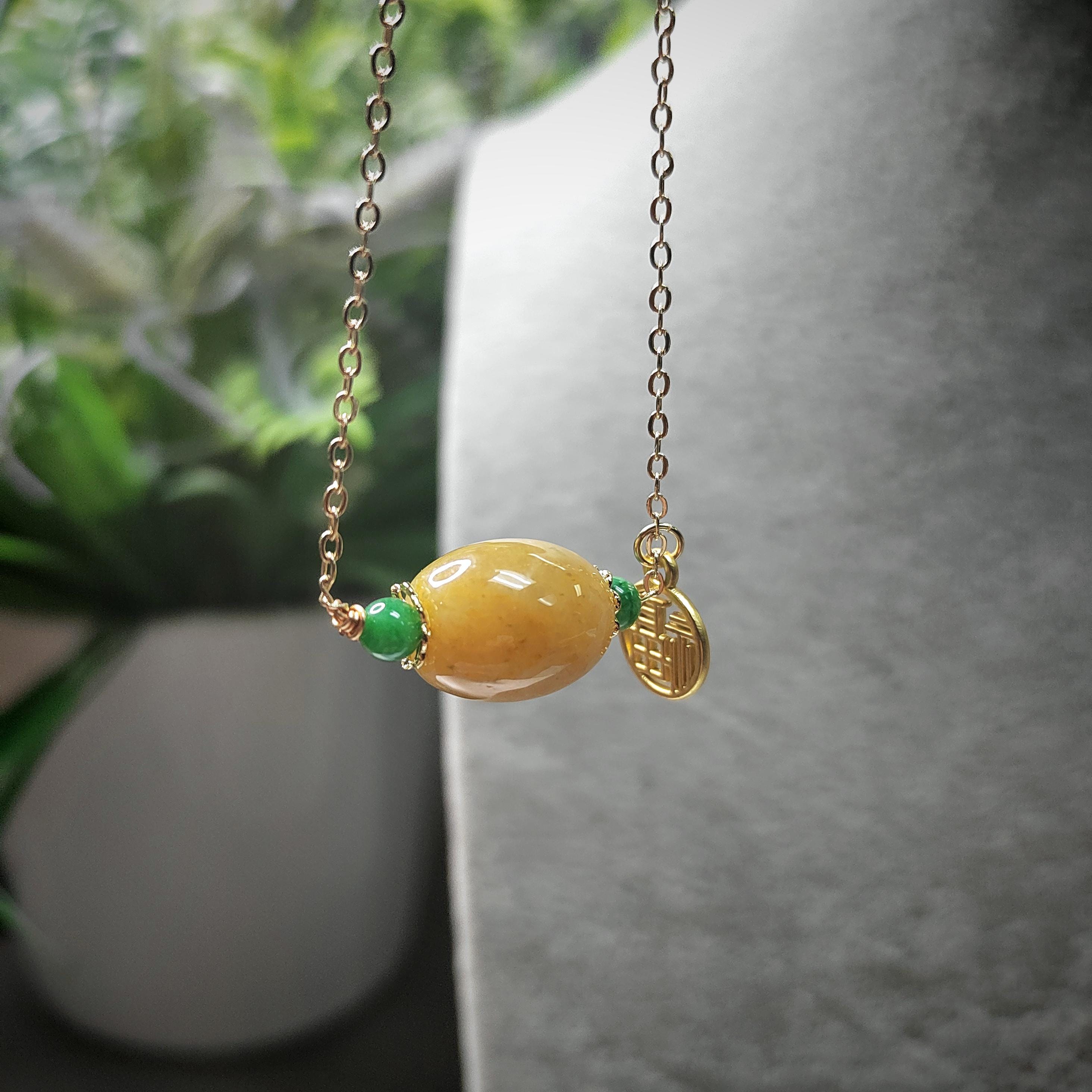 Certified Natural Untreated Burmese Icy Yellow Barrel Pendant Bead With 14k Gold Fill Necklace Jadeite SL366