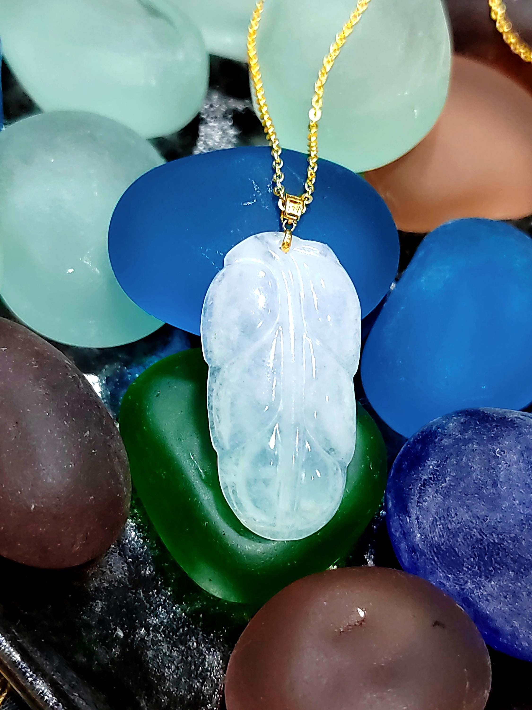 Certified Burmese A-Grade Icy Snow|雪花棉 Leaf Cloud Beautiful Jadeite Pendant 18k Solid Yellow Gold Best Gift For Her, Mom, Wife SL802 - SL Precious