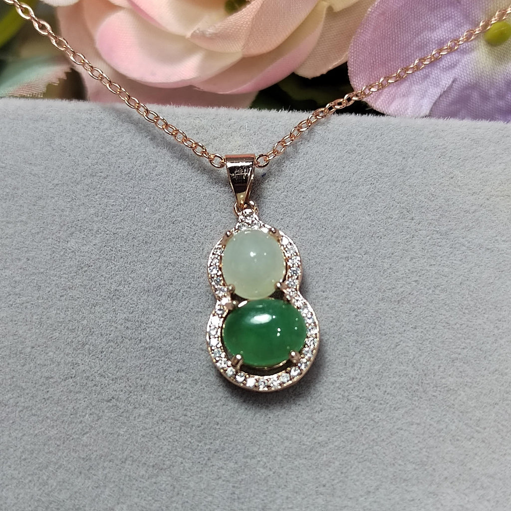 Exquisite Burmese Jadeite Pendant - Elegant White & Green Palette with Zirconia Accents SL093