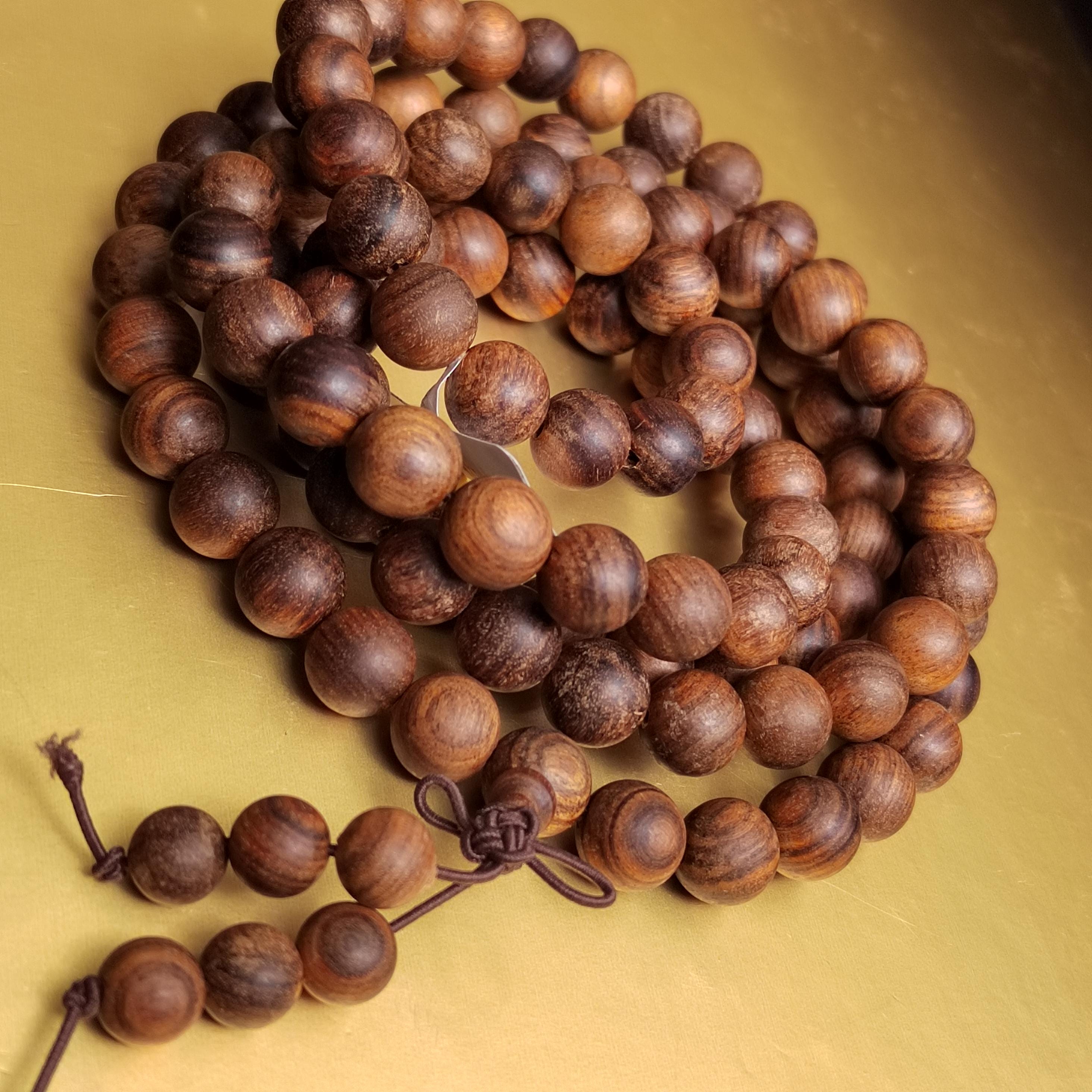 Burmese Red Soil Agarwood Mala: 108 Aromatic Prayer Beads SL422