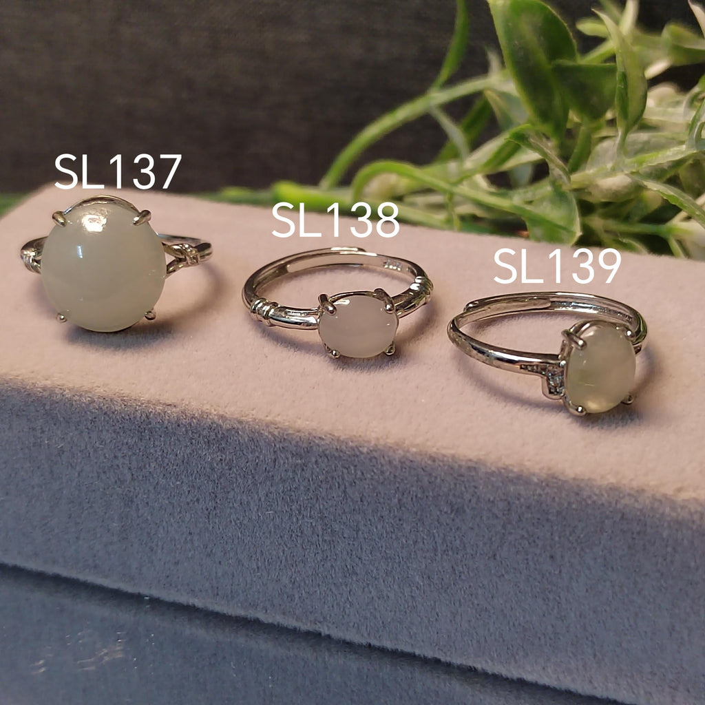 Natural Certified A-Grade Burmese Untreated White Icy Jadeite Simple Design Ring 3 Different Size SL137 SL138 SL139 - SL Precious