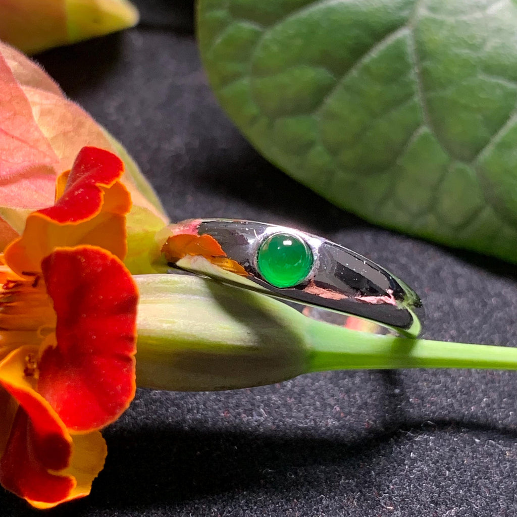 Certified A-Grade Natural Untreated Guatemala Imperial Green Minimalist Round Jadeite S925 Sterling Silver Ring SL246X5 - SL Precious