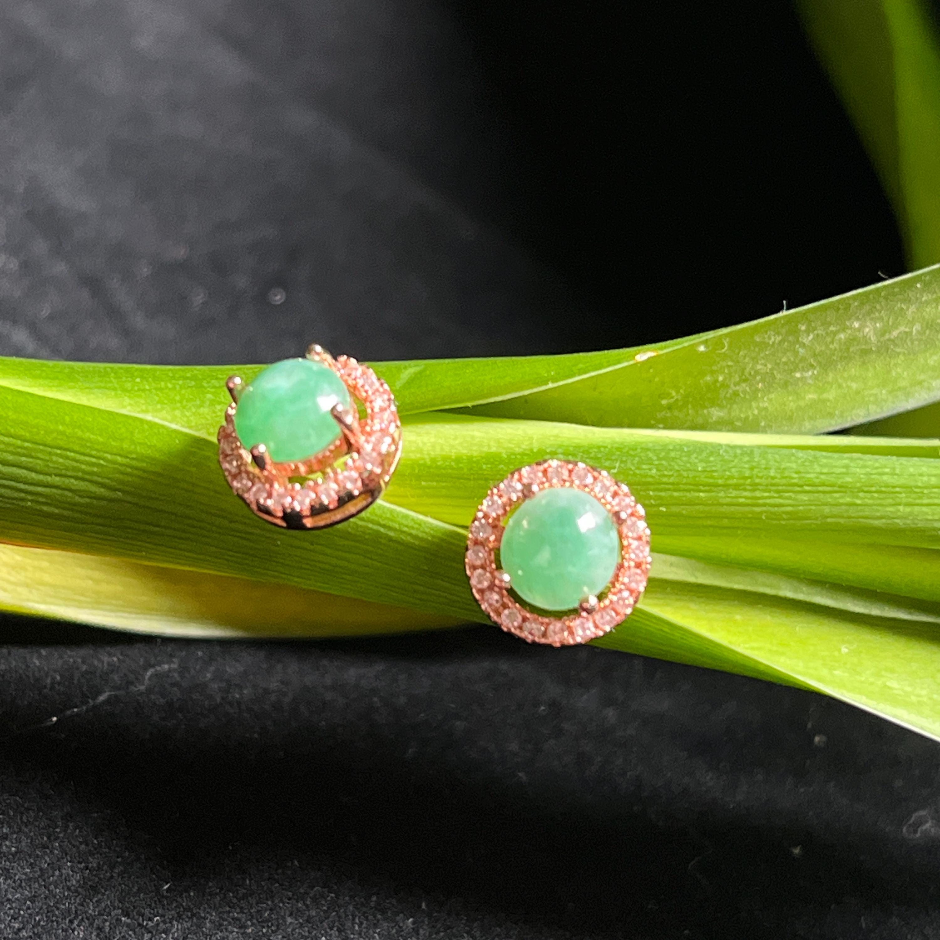 Certified Burmese A-Grade 4 Colors Icy White| Yellow| Apple Green| Red Jadeite Earrings 18k Rose Gold Plated on S925 Sterling Silver SL348 - SL Precious