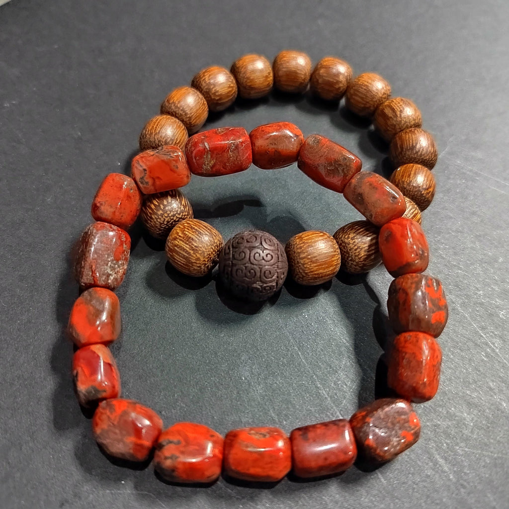 Certified A-Grade Natural Southern Sichuan Liangshan Waxi Uneven Cut Beads m| Raw Skin/Shape| Free Agarwood Bead Bracelet 2pcs Set SL383