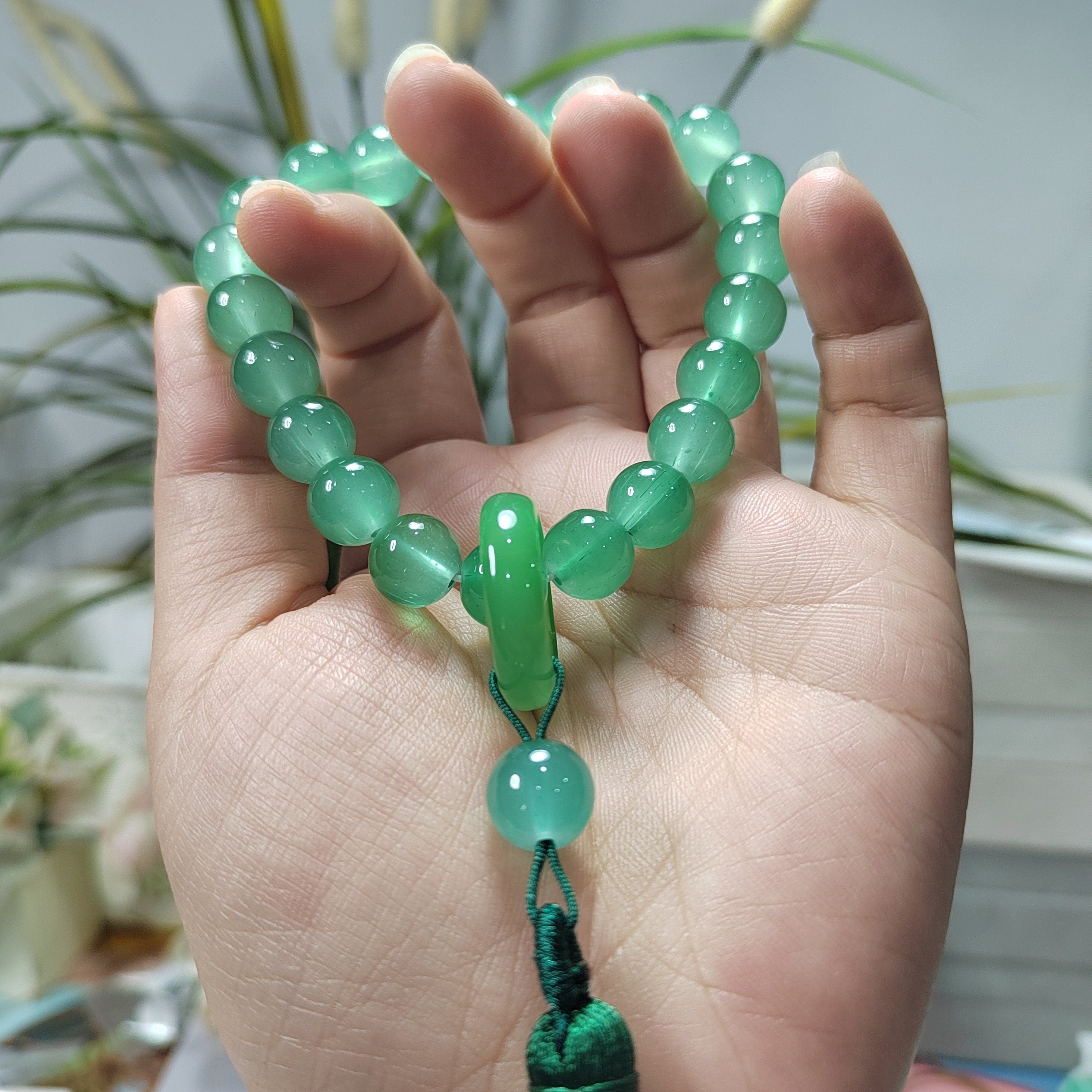 Natural Chalcedony Green Prayer, Calming Beads Bracelet SL106 - SL Precious