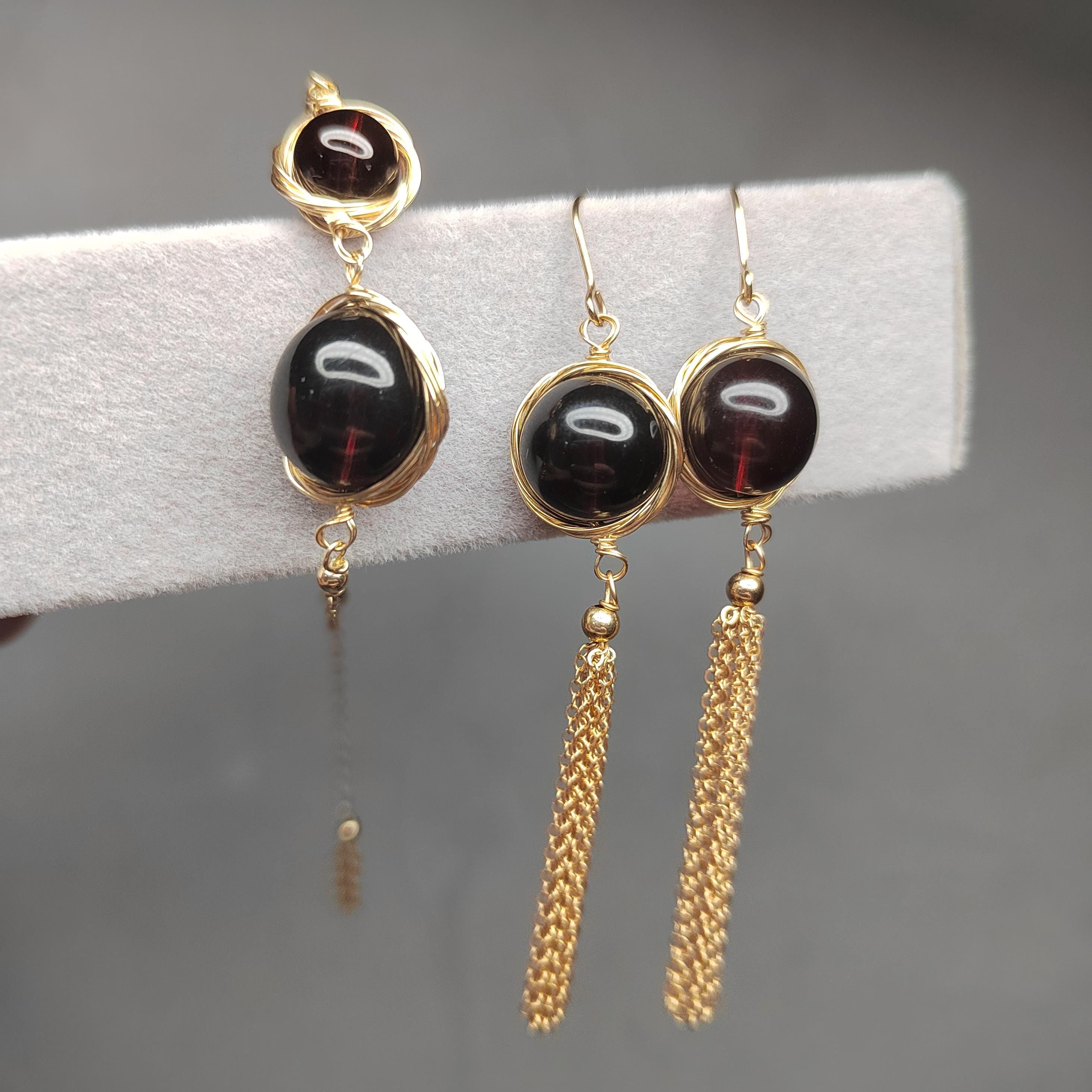 Unique Burmese Red Blood Amber Earring and Bracelet Set in 14K Gold Fill - Stunning Natural Beauty SL112 - SL Precious