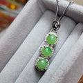 Burmese Jadeite Pendant on 925 Silver Chain - Glowing Trinity Design with Zirconia Accent SL038 - SL Precious