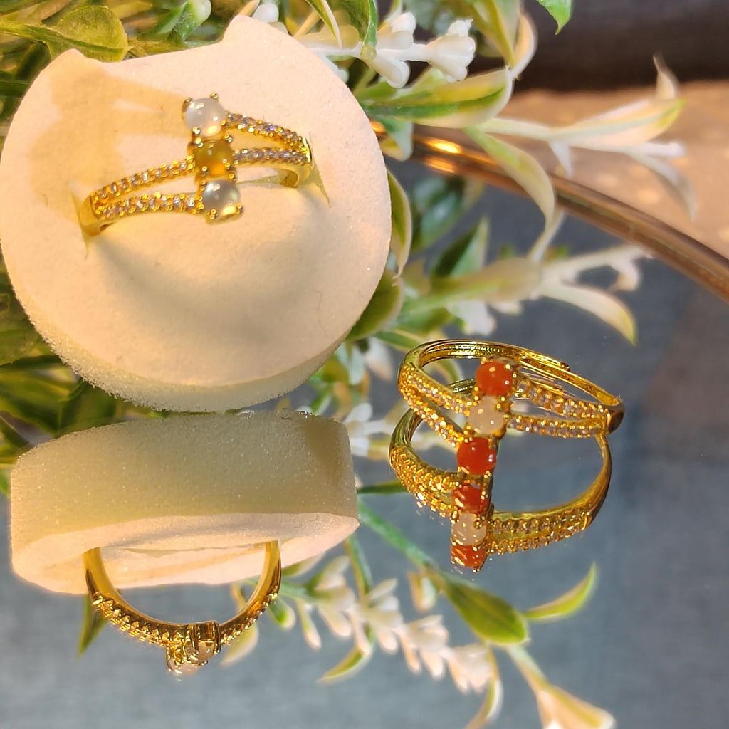 Burmese Natural Icy Jadeite Zircon Ring 18k Gold Plated S925 Minimalist Design For Her, 2 Design Red White & White Yellow SL140 SL141
