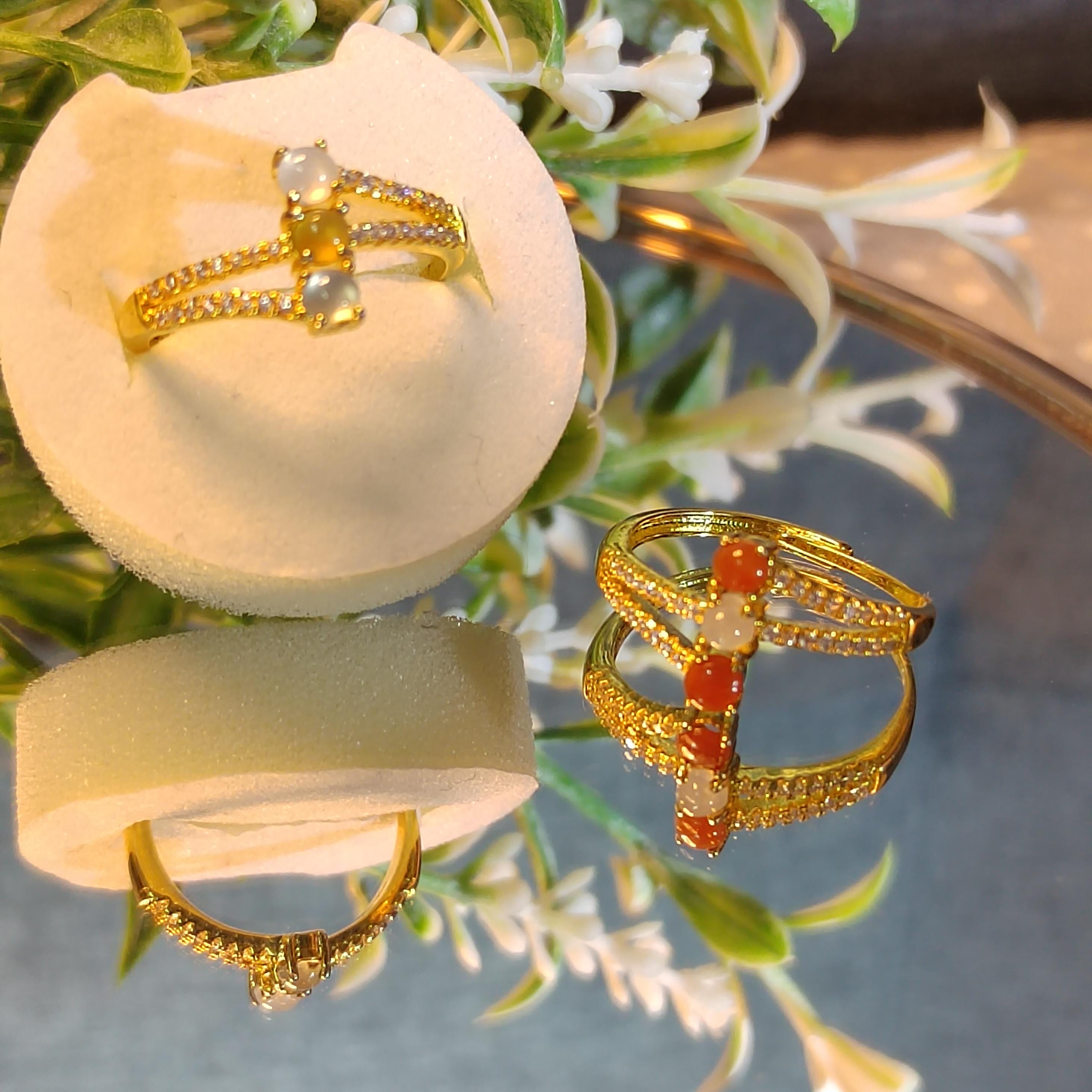 Burmese Natural Icy Jadeite Zircon Ring 18k Gold Plated S925 Minimalist Design For Her, 2 Design Red White & White Yellow SL140 SL141