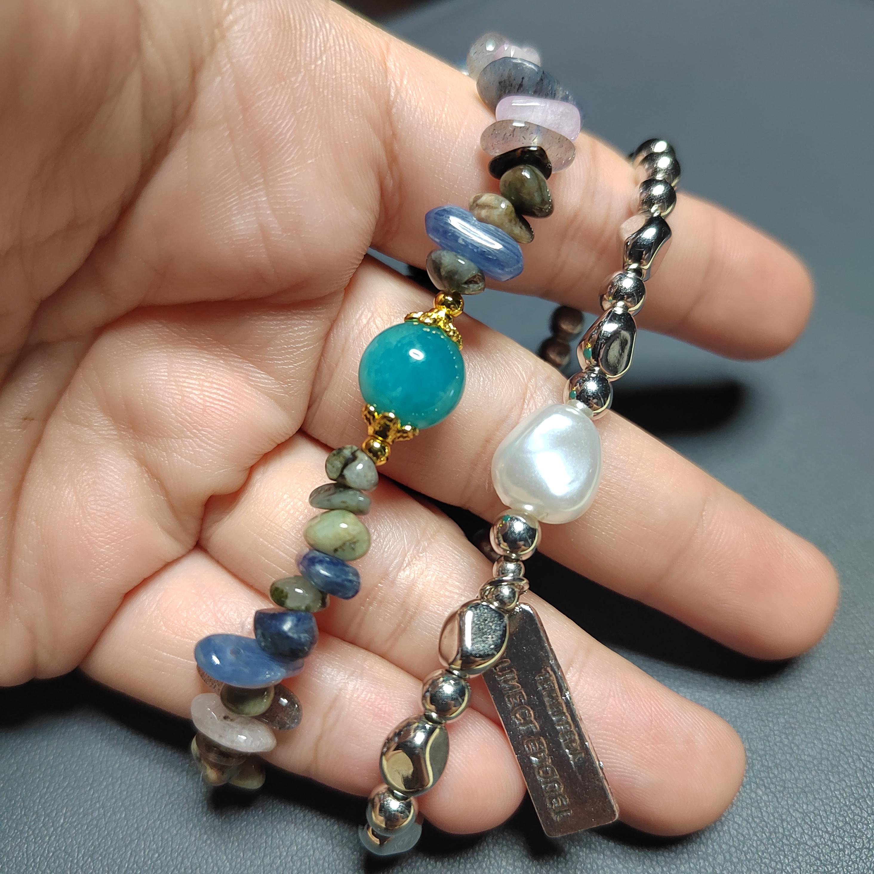 Natural Mix Colors Kunzite Bracelet | Uneven Beads Double-Layer Fashion with Silver Accents SL170 - SL Precious