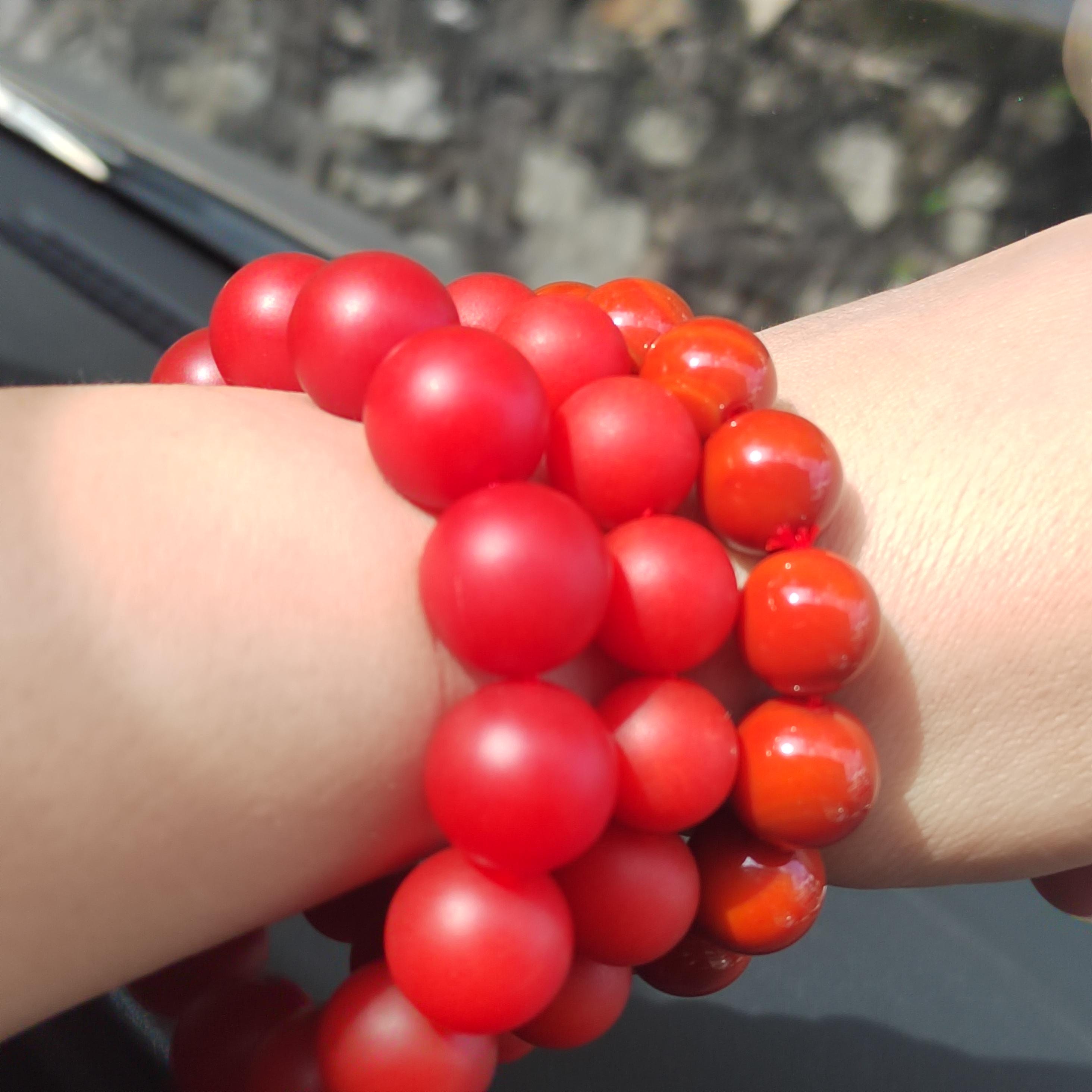 Certified A-Grade Natural Southern Sichuan Liangshan Waxi Nanhong Agate Chili Red Bead Bracelet 13.5-14mm SL400