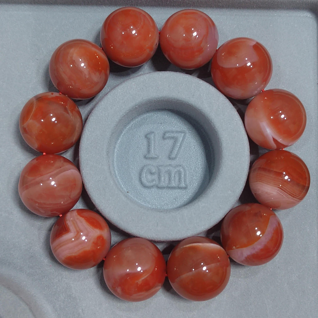 Nanhong Agate Bracelet: Natural Red Silk Agate Beads (19-19.5mm) SL108 - SL Precious