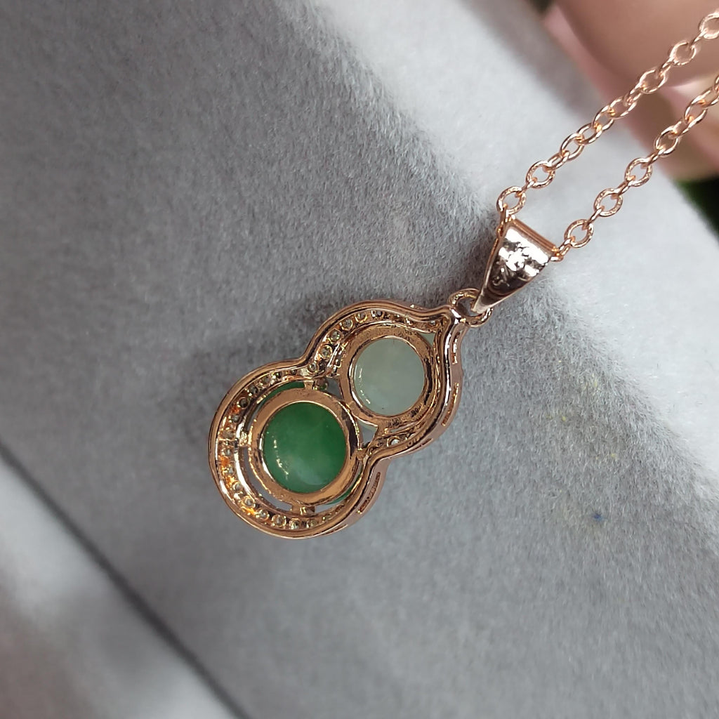Exquisite Burmese Jadeite Pendant - Elegant White & Green Palette with Zirconia Accents SL093