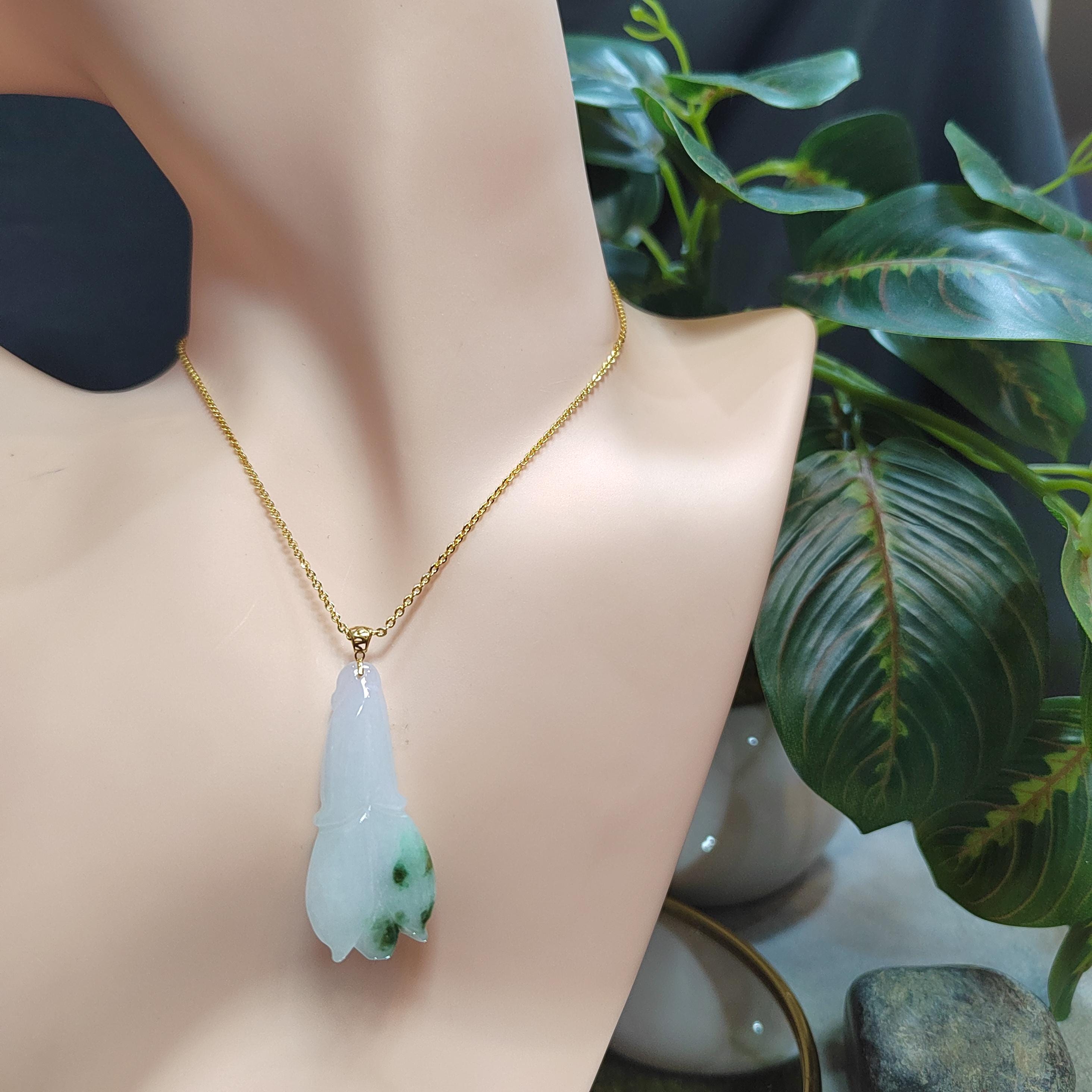 Luxurious A-Grade Gemstone Jadeite Pendant in Yellow Gold Setting for Special Occasions SL8013 - SL Precious