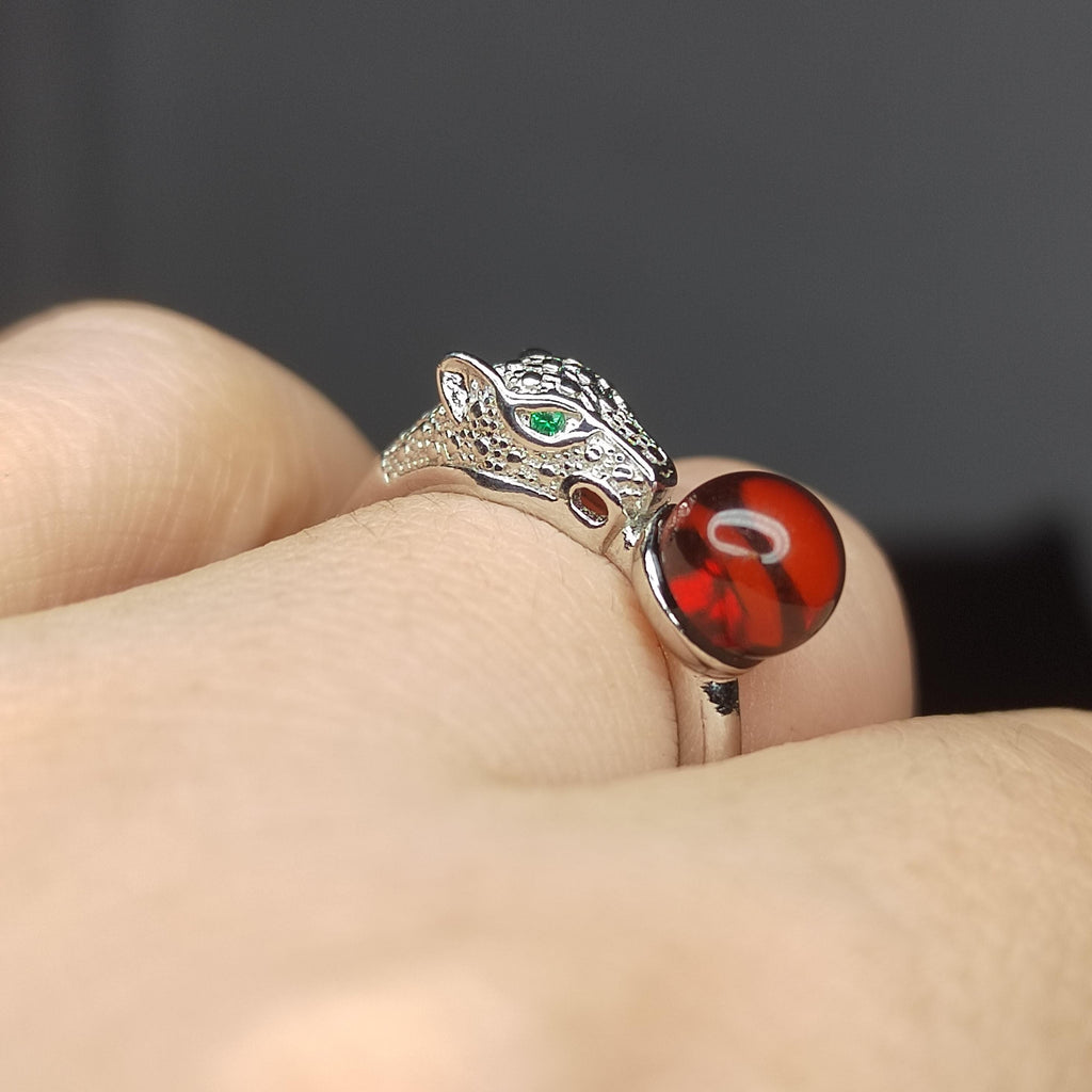 Natural Burmese Blood Amber Leopard Zirconia Beautiful Design Adjustable Unisex Ring SL115 - SL Precious