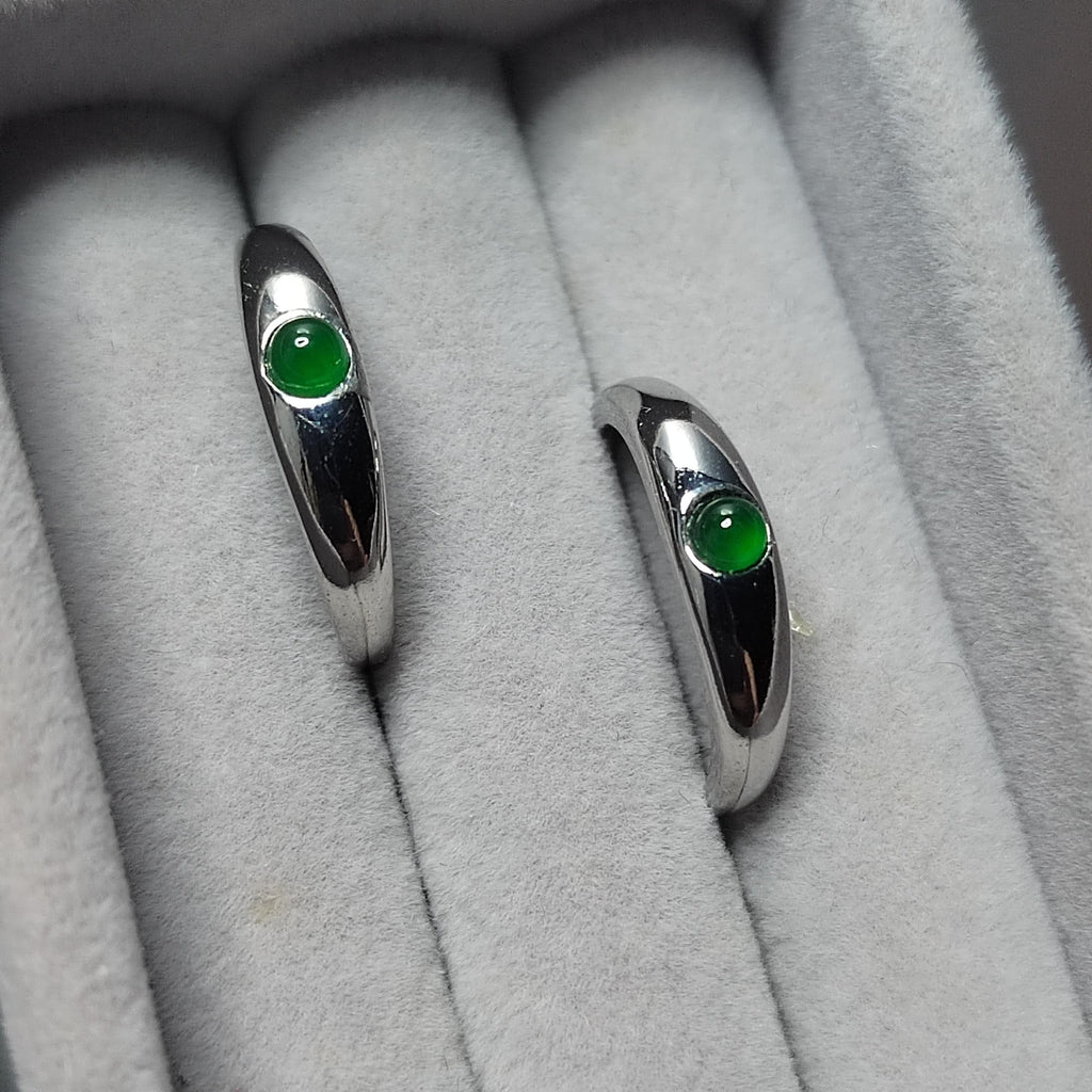 Certified A-Grade Natural Untreated Guatemala Imperial Green Minimalist Round Jadeite S925 Sterling Silver Ring SL246X5 - SL Precious
