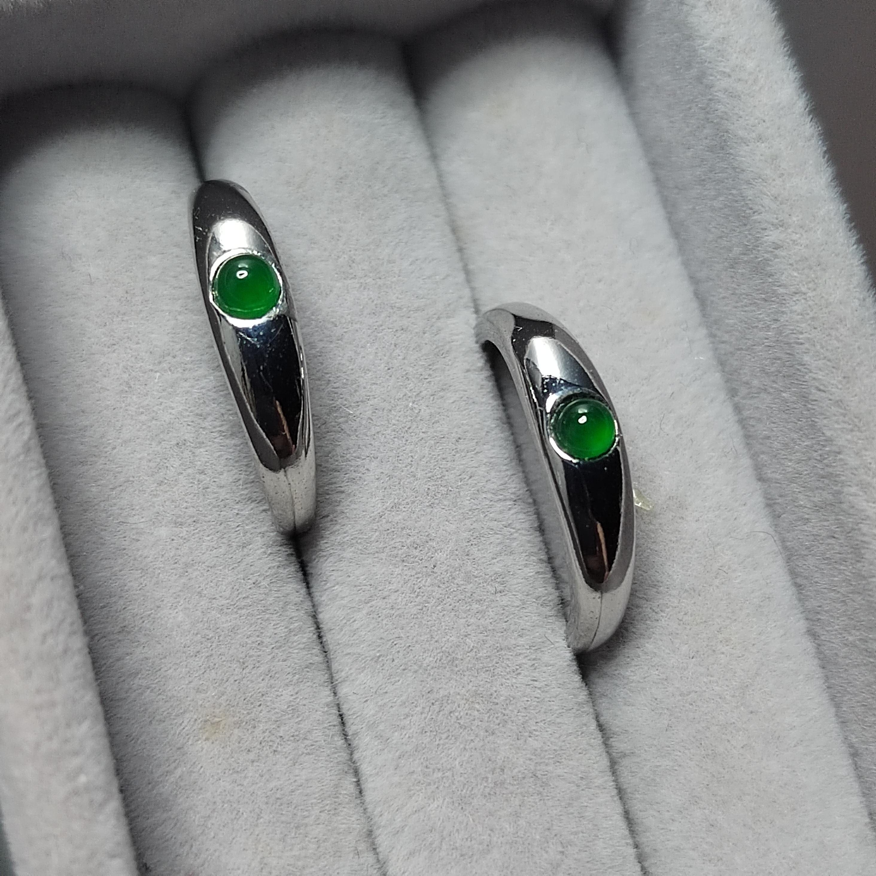 Certified A-Grade Natural Untreated Guatemala Imperial Green Minimalist Round Jadeite S925 Sterling Silver Ring SL246X5 - SL Precious