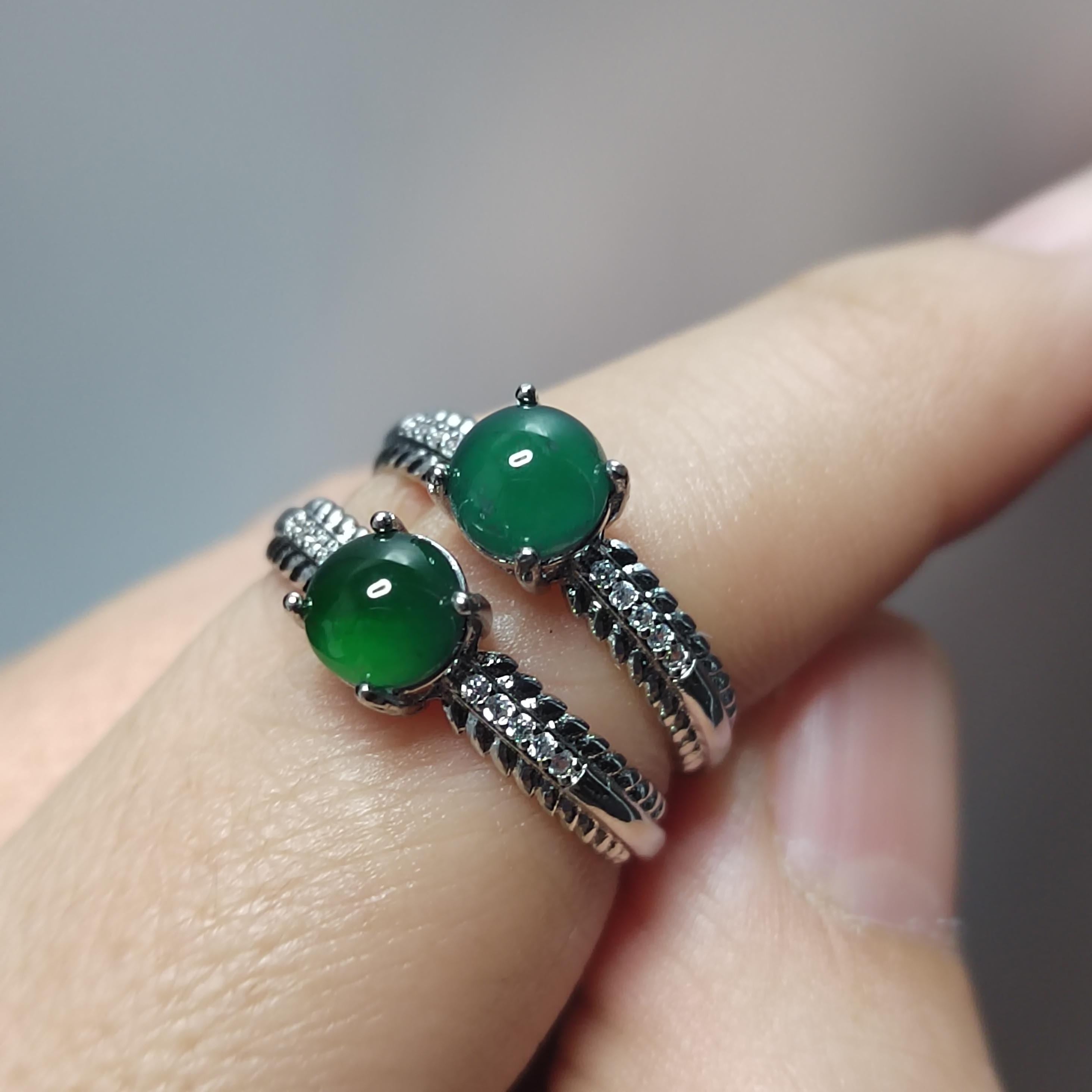 Certified A-Grade Natural Gemstone Untreated Guatemala Imperial Green Jadeite Simple Minimalist Design S925 Ring SL245X4 - SL Precious