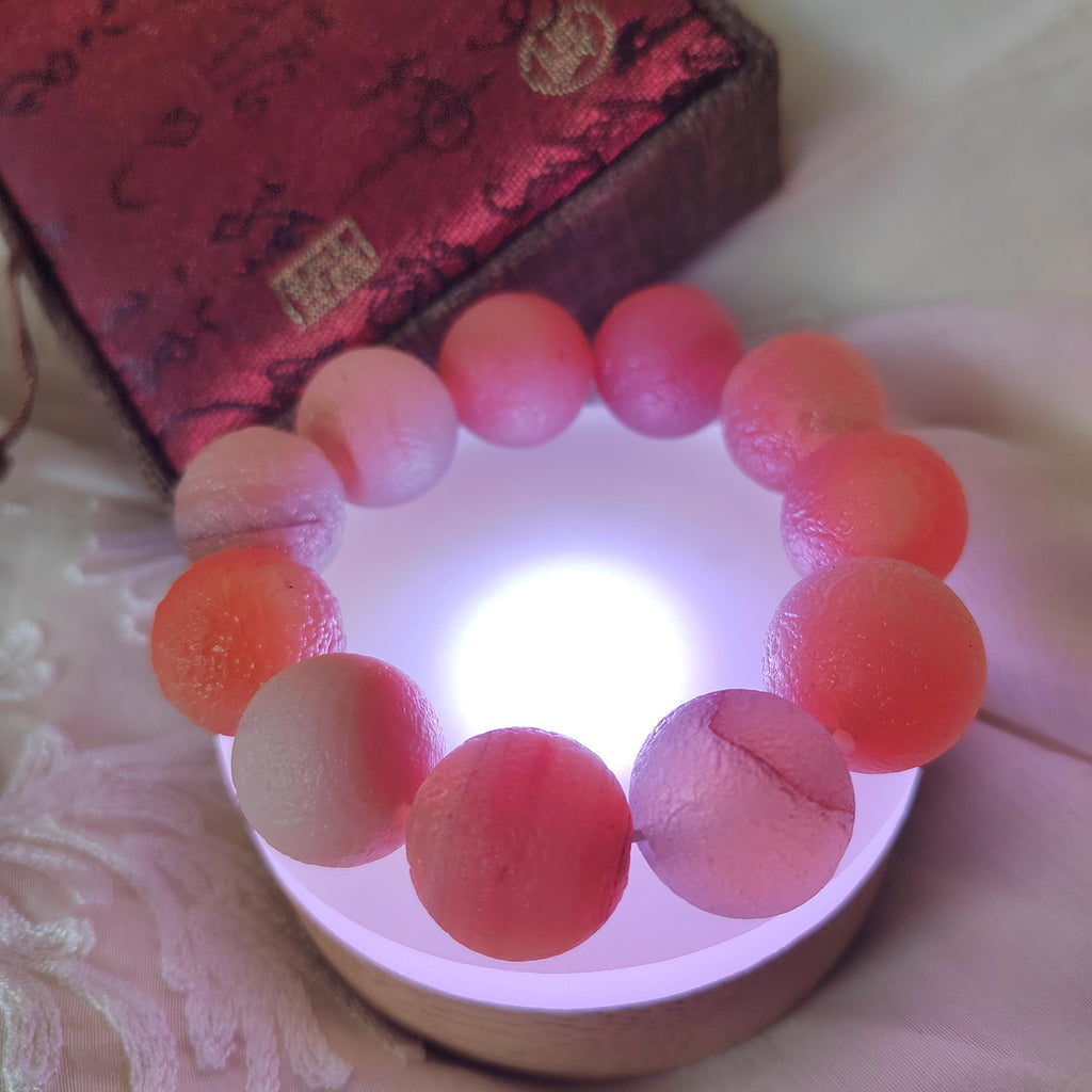 Large 11pcs 19.5-20.4mm Natural Yanyuan Agate Beads Bracelet, Rare Uneven Matte Design, Unique Limited Edition Statement Jewelry SL116B - SL Precious