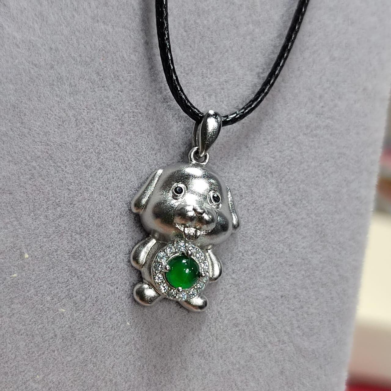Burmese Imperial Green Jadeite with Zircon On S925 Silver Pendant Pig & Lamb Shape Free Necklace SL137N, SL138N