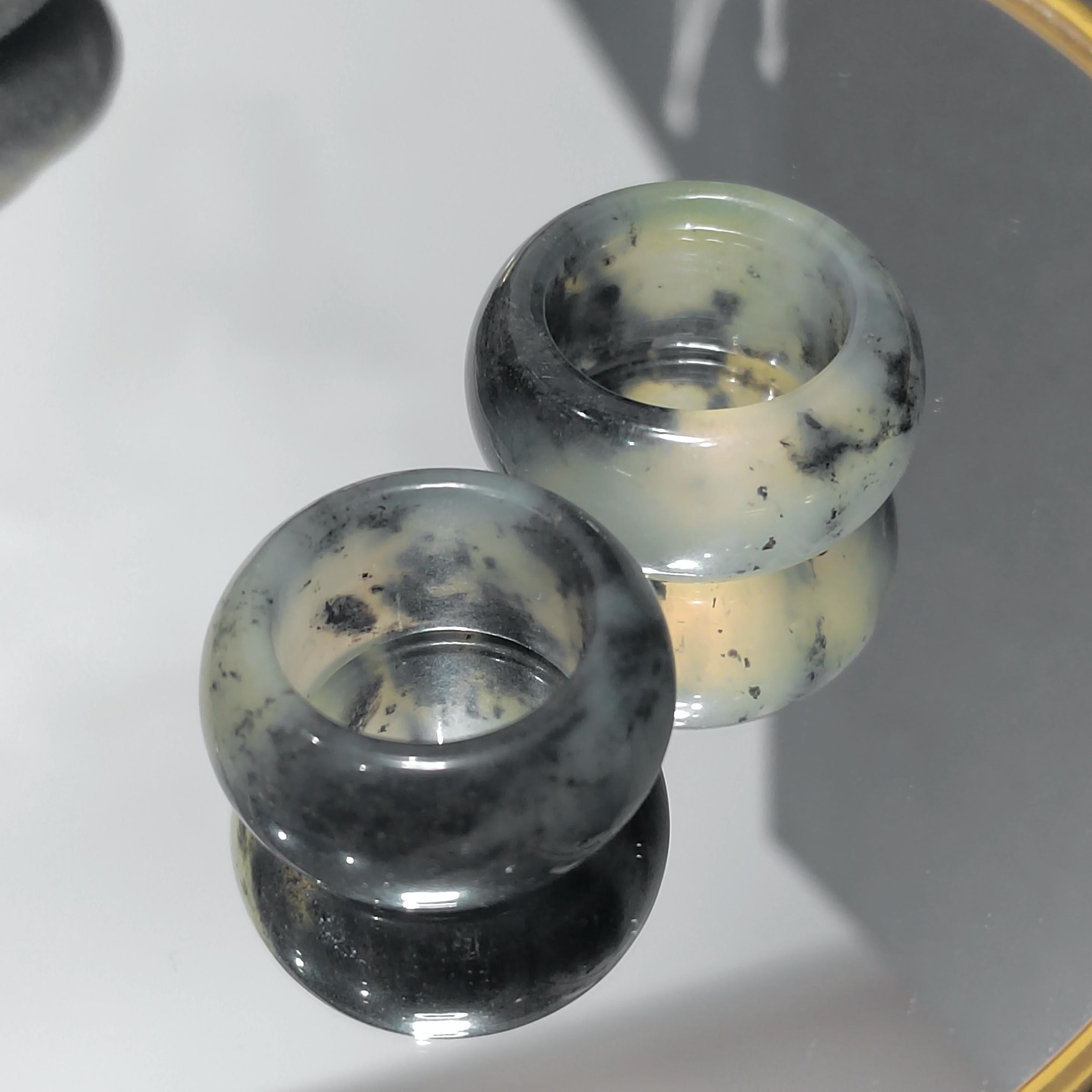 Natural Untreated China Xiuyu Ring |Thumb Ring | Round Cut | Beauty of Nature - Black & White Oil Painting Designs | Two Designs SL300 SL301 SL Precious