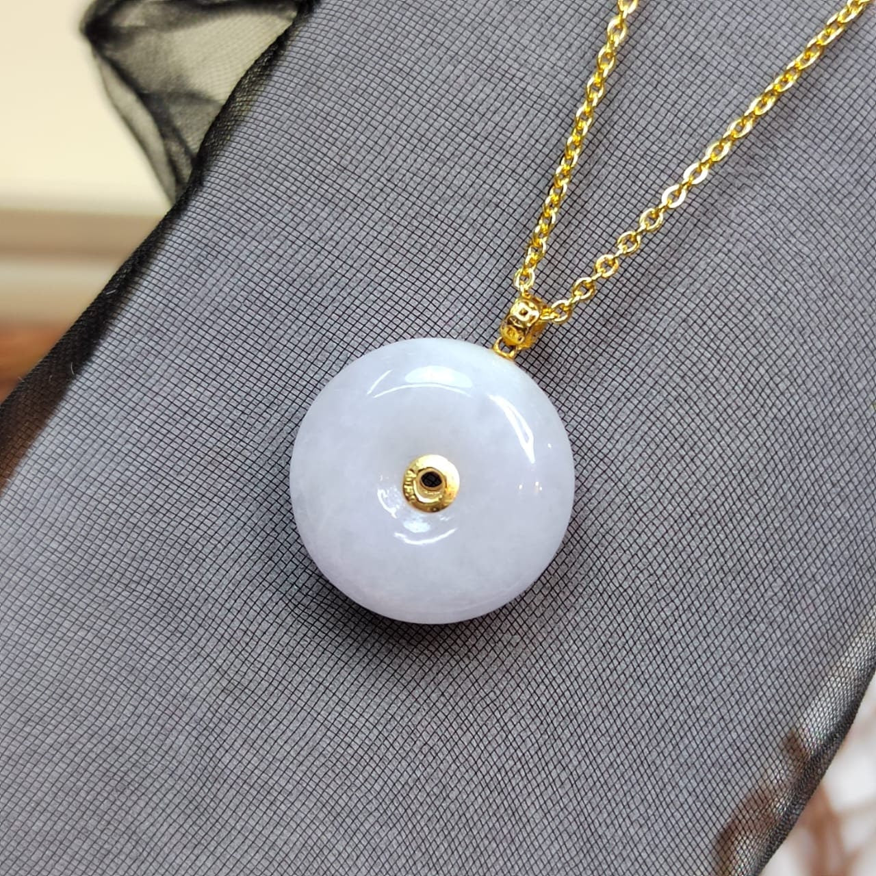 Exquisite Burmese Gemstone Rare Purple White Donut Jadeite  Minimalist 18K Solid Yellow Gold Setting For Her SL8022 - SL Precious