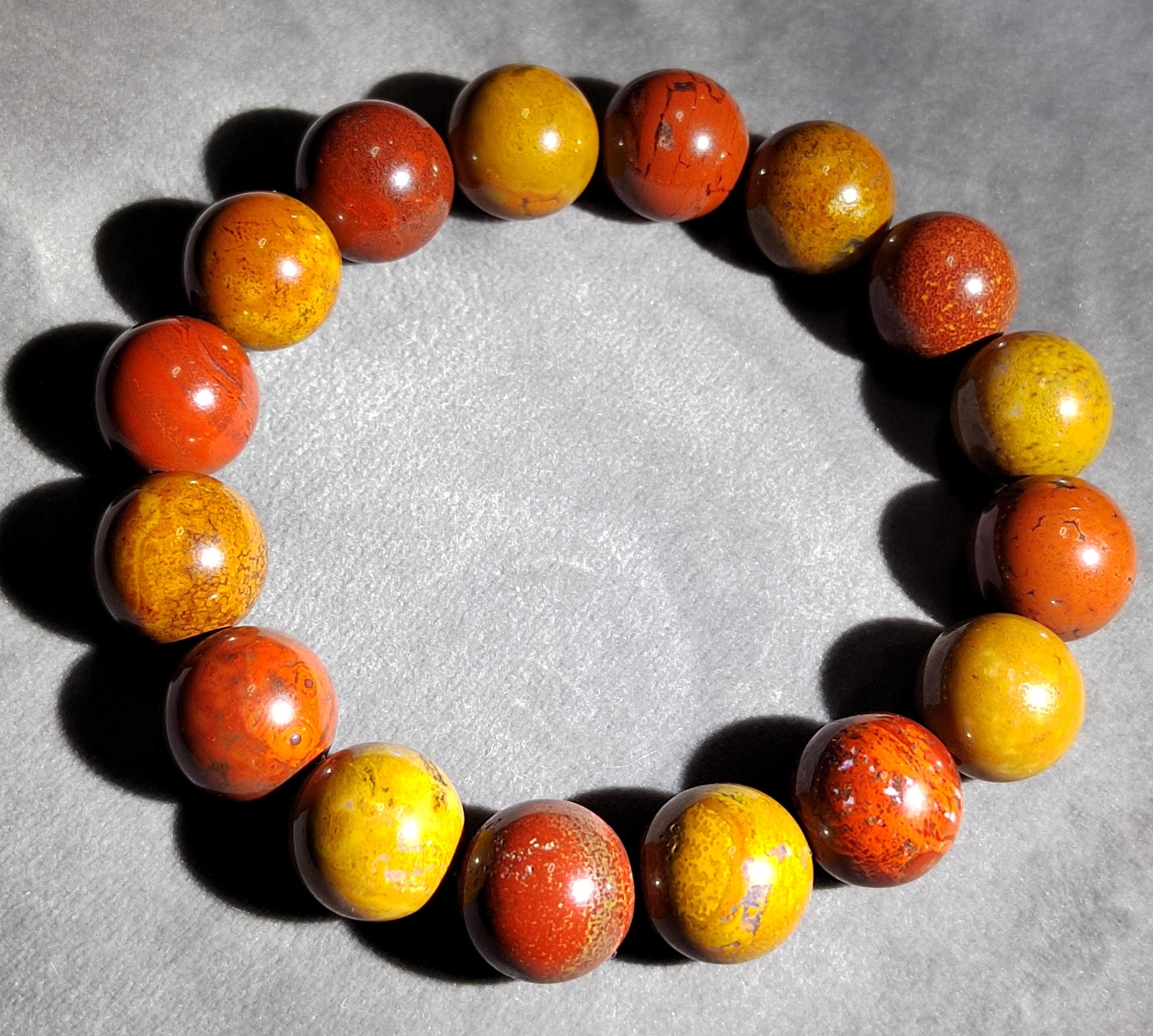 Certified A-Grade Natural Southern Yunna Zhaotong(昭通料） Nanhong Orange/Red Tone Natural Beauty Bead Bracelet SL384