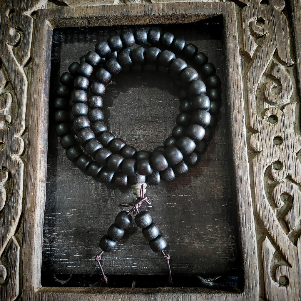 Natural Brunei Agarwood 108 Beads Mala Bracelet | Aromatic Healing Meditation Prayer Beads | SL420