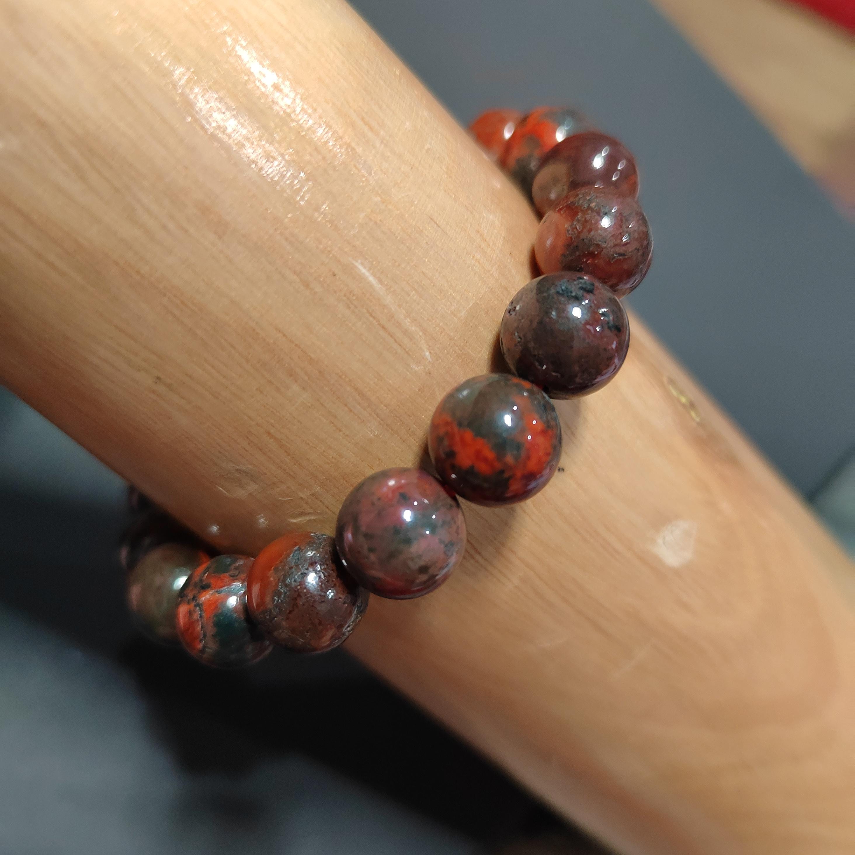 Certified A-Grade Natural Southern Sichuan Liangshan Waxi Deep Red|Raw Skin Black Nanhong Agate Beads Bracelet SL386