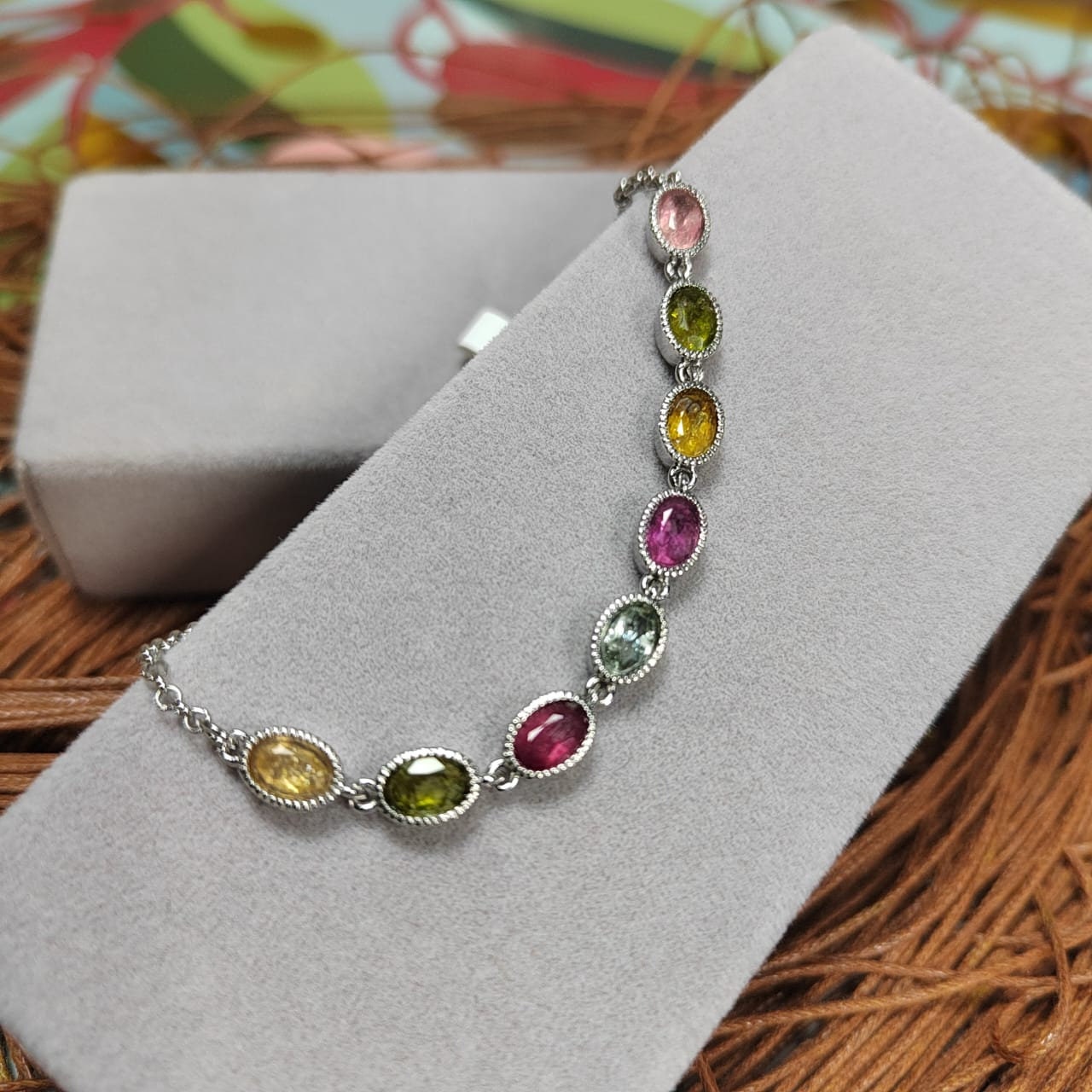 Elegant 5-Color Minimalist 1ct Oval Tourmaline Bracelet on 925 Sterling Silver, Dainty Gemstone Gift for Her SL036 - SL Precious
