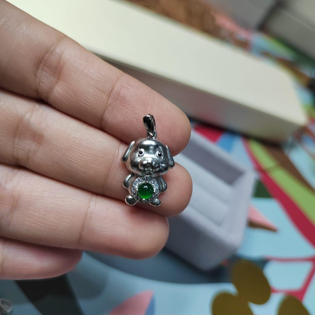 Burmese Imperial Green Jadeite with Zircon On S925 Silver Pendant Pig & Lamb Shape Free Necklace SL137N, SL138N