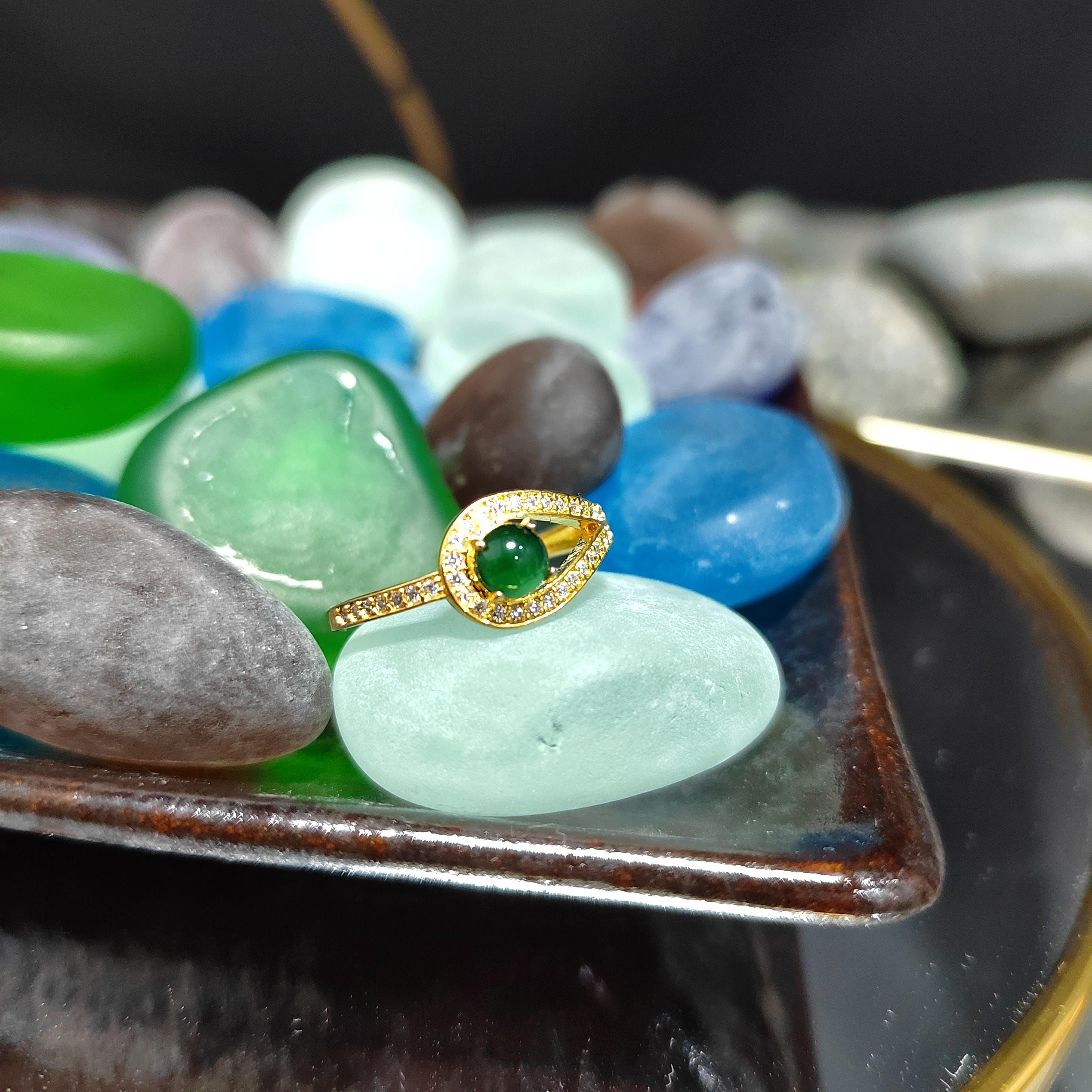 Certified Natural Guatemala Imperial Green Jadeite Minimalist Ring SL377x39