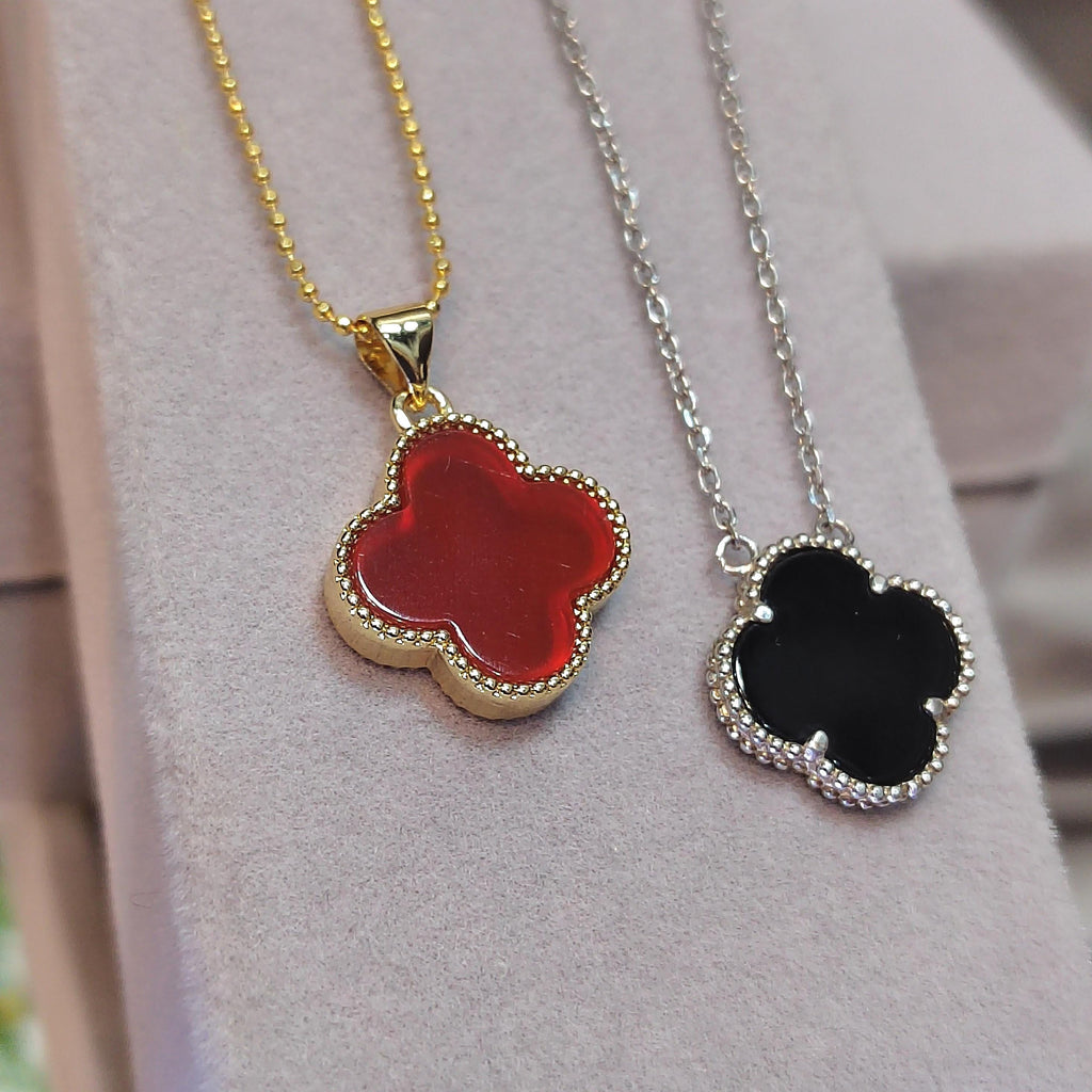 Red and Black Agate Pendant Necklaces Plated Yellow & White Gold on 925 Sterling Silver SL162 SL163 - SL Precious