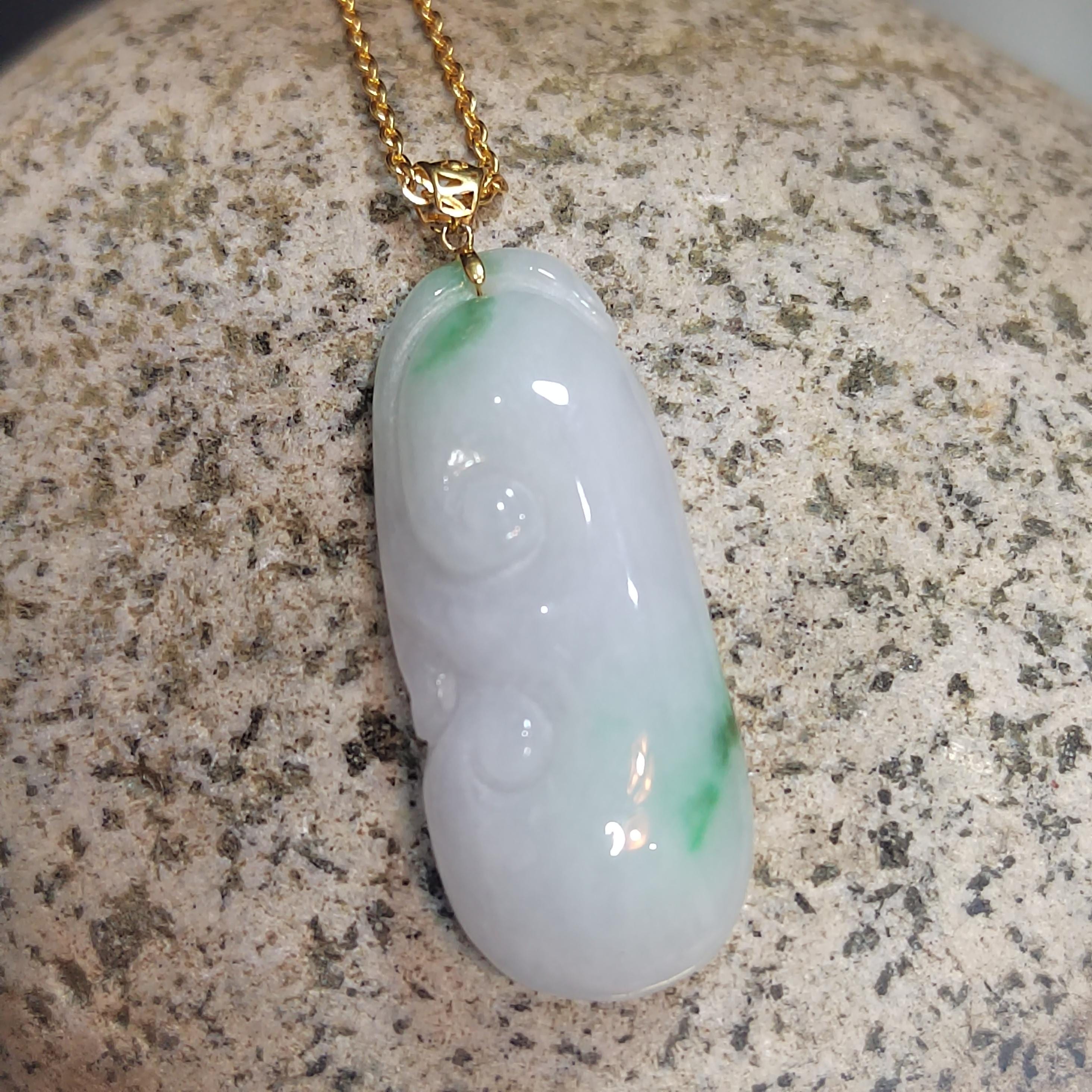 Exquisite Burmese Jadeite Pendant with Necklace - Hand Carved A-Grade Gemstone in 18k Gold Setting SL8015 - SL Precious