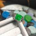 Certified Natural Untreated Burmese Icy Clean Imperial Vivid Green Men Jadeite Ring S925 Sterling Silver SL371 SL Precious