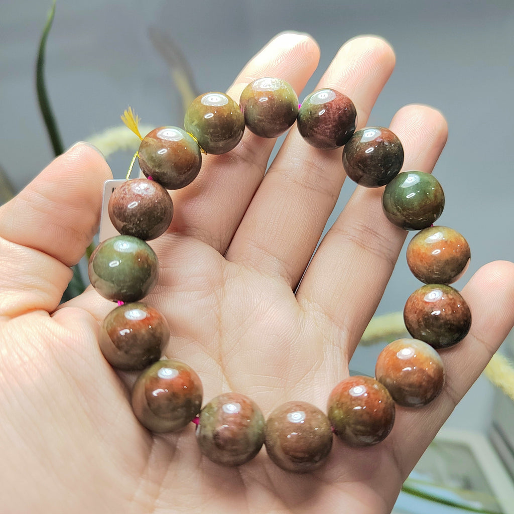 Natural Untreated Beautiful Mix Colors Burmese Rare Red Green Jadeite 16pcs Beads Bracelet SL102 - SL Precious