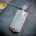 Certified A-Grade Natural Untreated Burmese Cylinder Icy White Yellow Thick Unique Design/Stone Jadeite S925 Silver Pendant SL196 - SL Precious