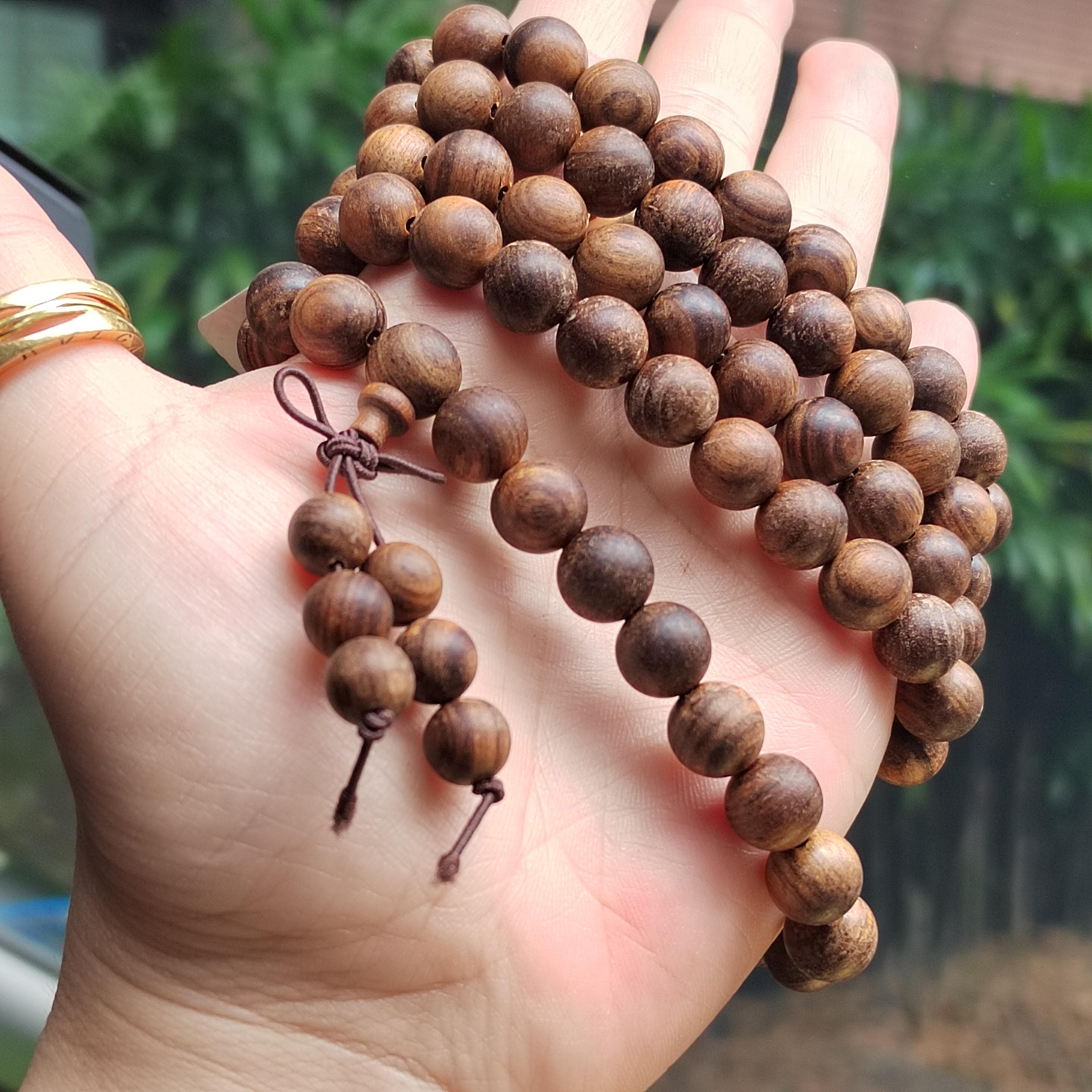 Burmese Red Soil Agarwood Mala: 108 Aromatic Prayer Beads SL422