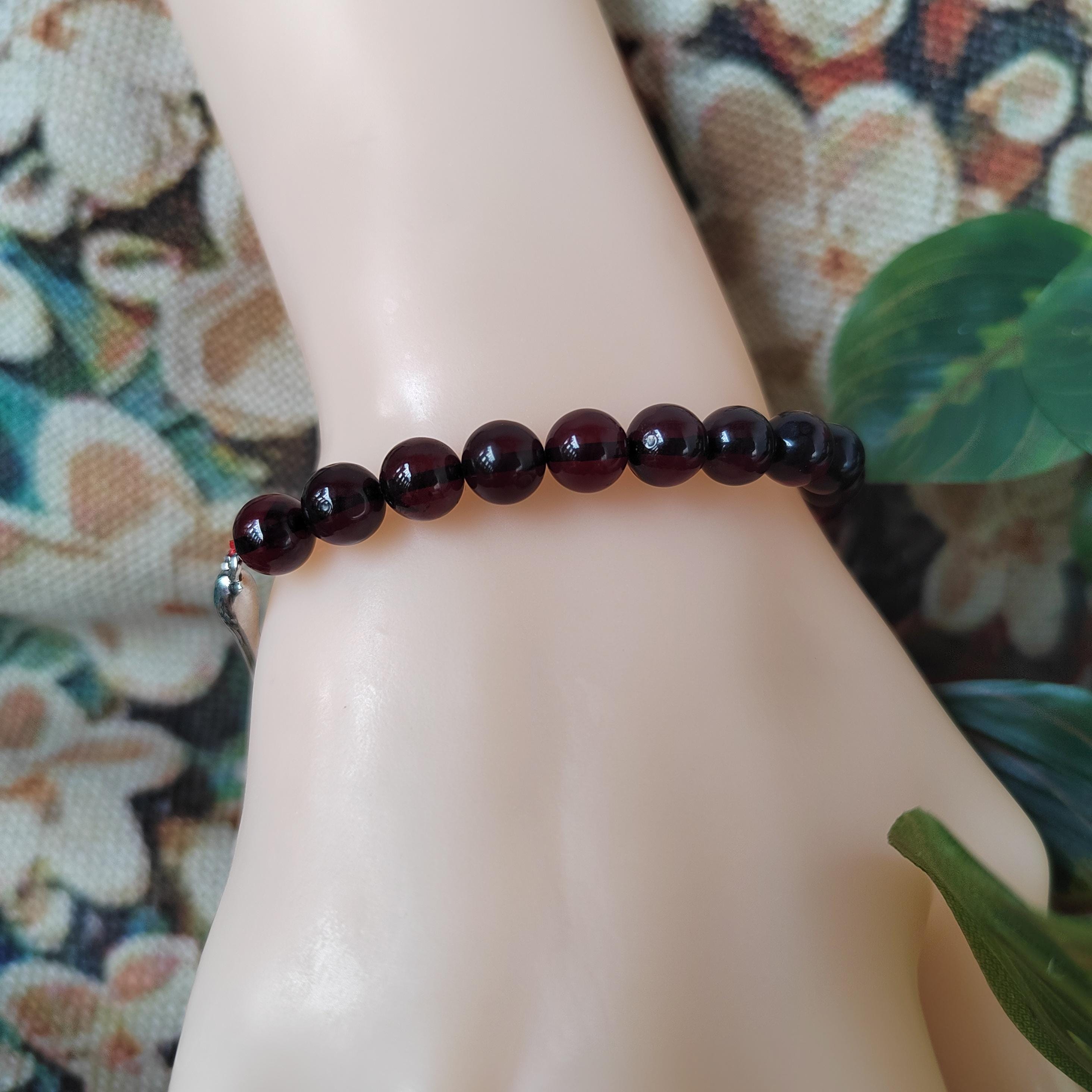 Burmese Natural Blood Amber Bead Bangle/Bracelet | Unique Design | 18k White Gold Plated SL126