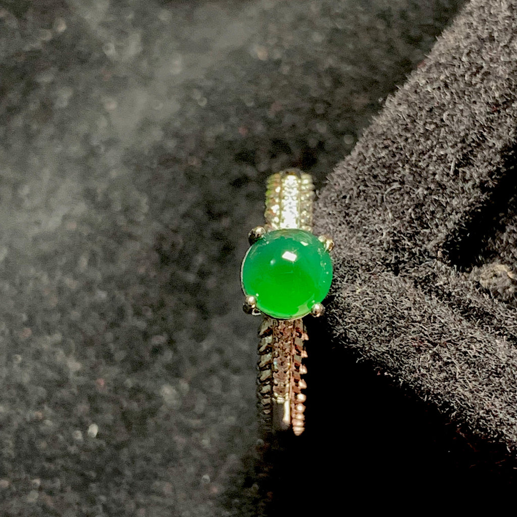 Certified A-Grade Natural Gemstone Untreated Guatemala Imperial Green Jadeite Simple Minimalist Design S925 Ring SL245X4 - SL Precious